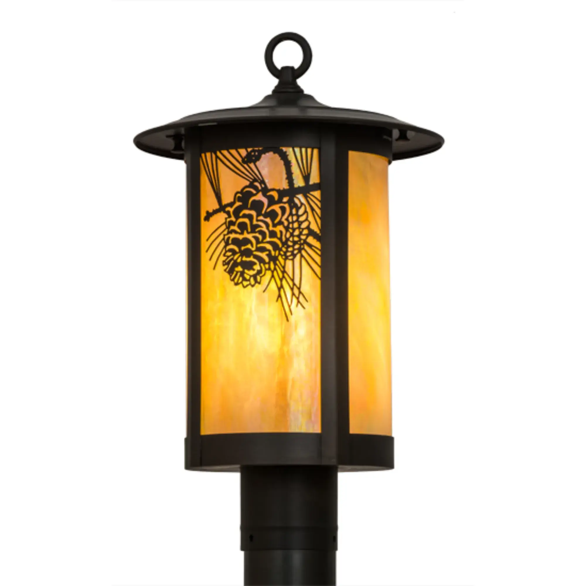 10"W Fulton Winter Pine Post Mount – Craftsman Brown – Wet-Rated – Meyda Lighting Meyda Lighting