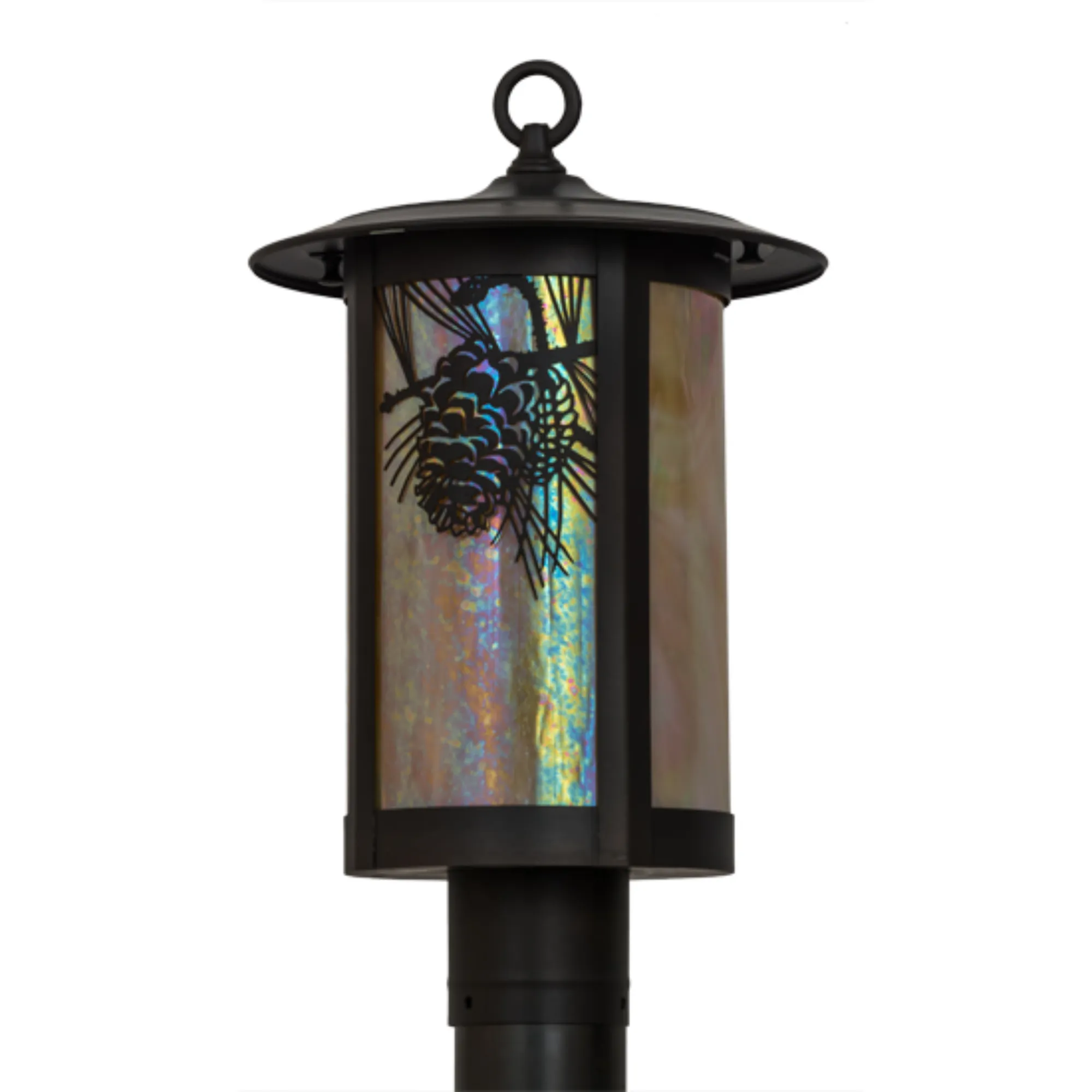 10"W Fulton Winter Pine Post Mount – Craftsman Brown – Wet-Rated – Meyda Lighting