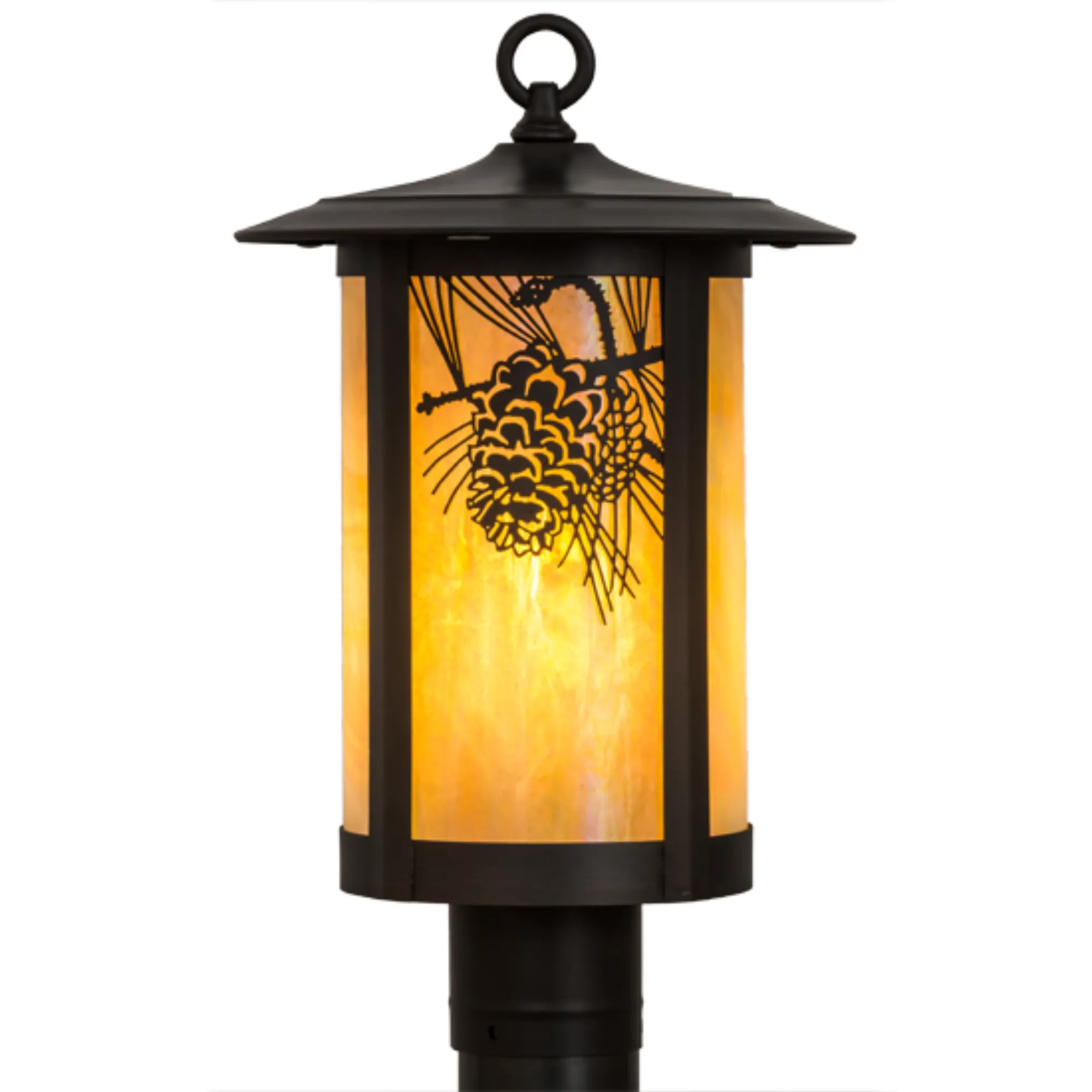 10"W Fulton Winter Pine Post Mount – Craftsman Brown – Wet-Rated – Meyda Lighting