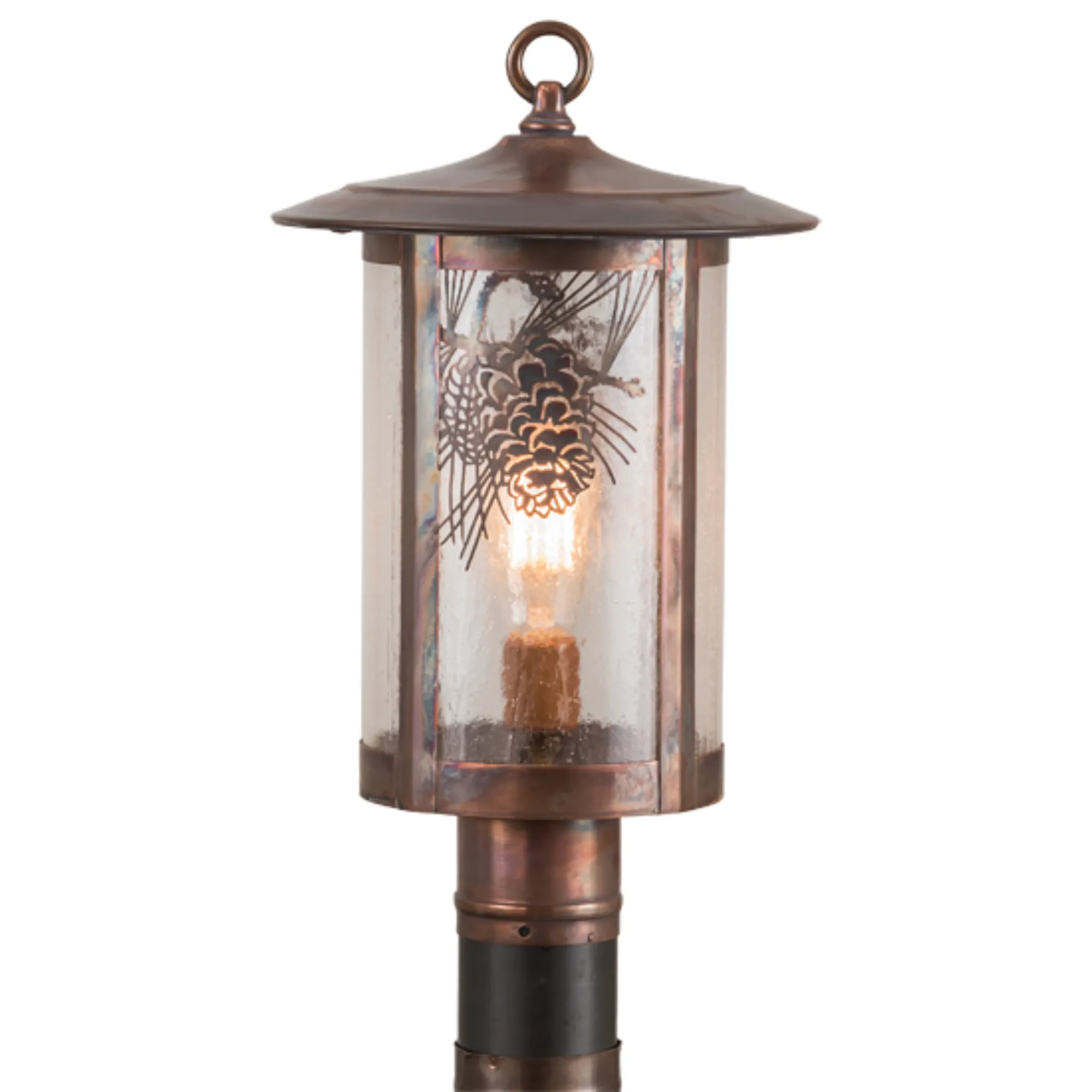10"W Fulton Winter Pine Post Mount – Vintage Copper – Wet-Rated – Meyda Lighting