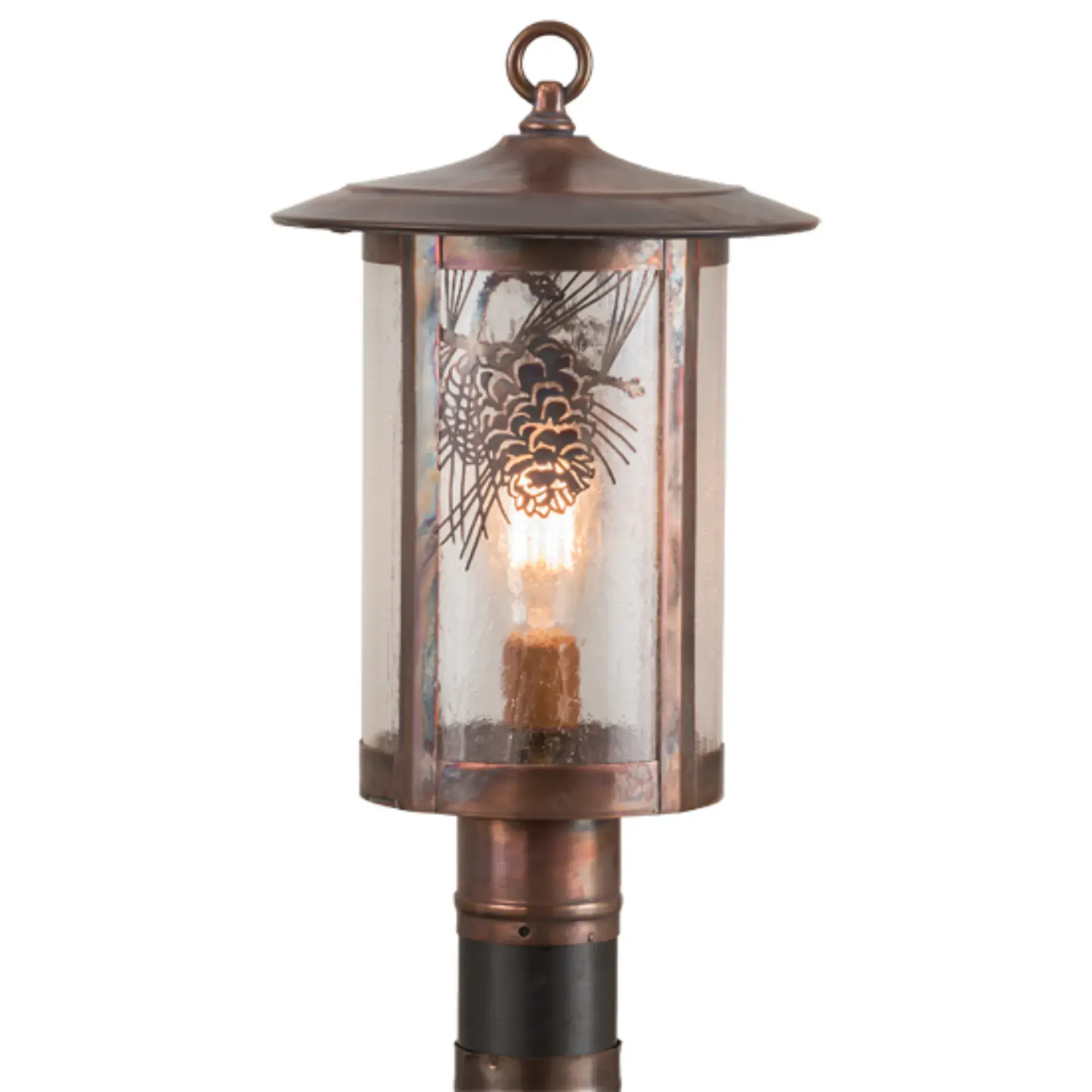 10"W Fulton Winter Pine Post Mount – Vintage Copper – Wet-Rated – Meyda Lighting Meyda Lighting