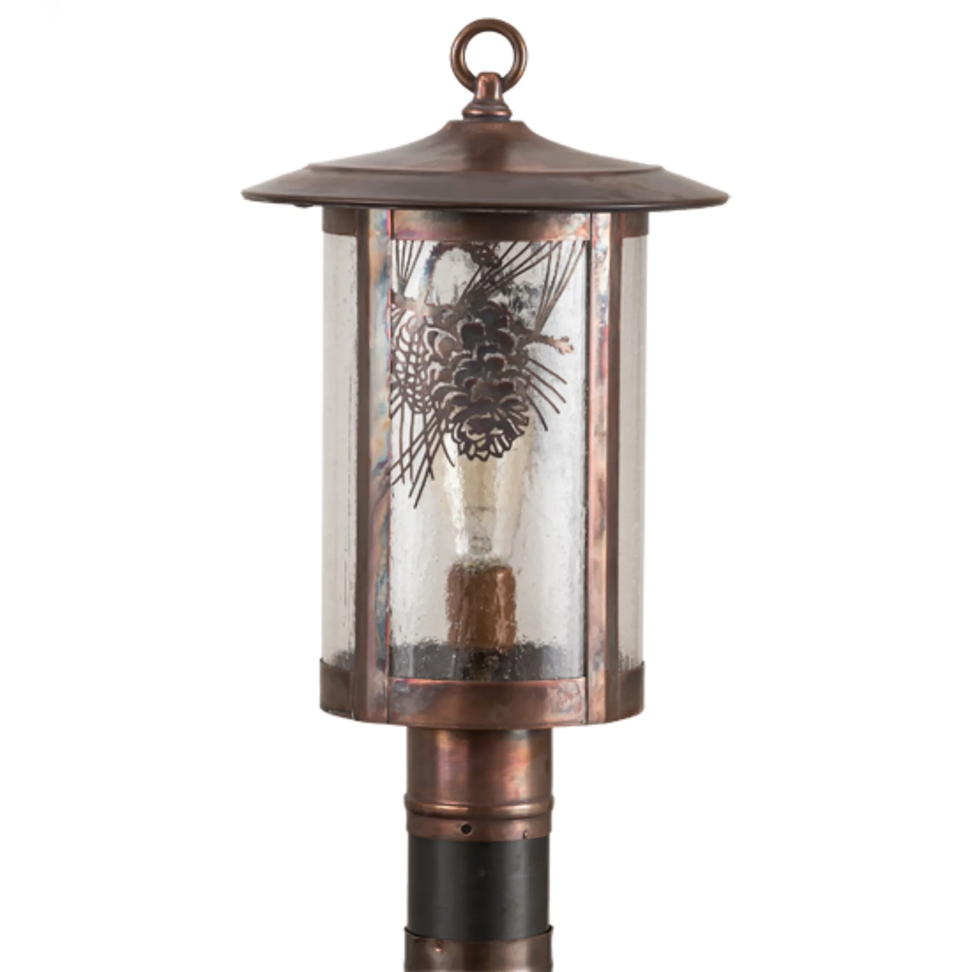 10"W Fulton Winter Pine Post Mount – Vintage Copper – Wet-Rated – Meyda Lighting