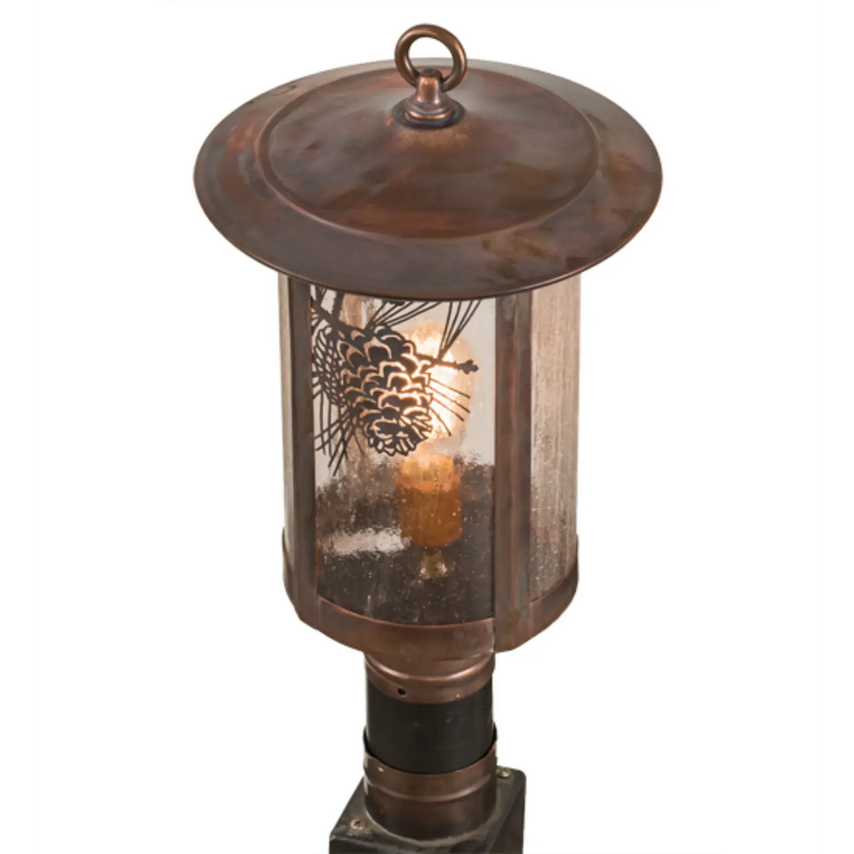 10"W Fulton Winter Pine Post Mount – Vintage Copper – Wet-Rated – Meyda Lighting Meyda Lighting
