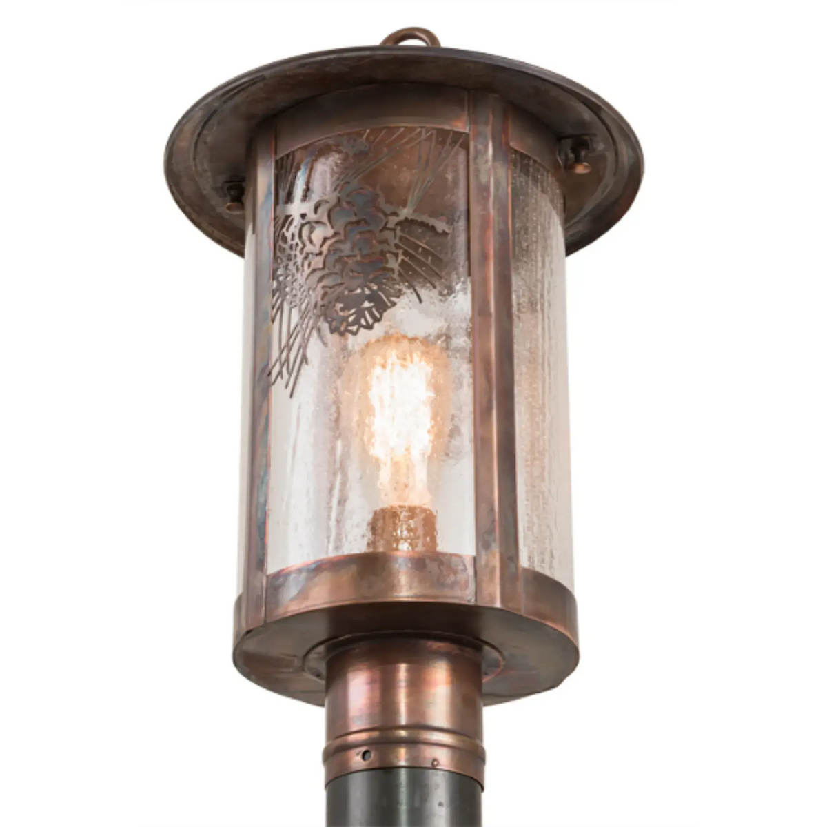 10"W Fulton Winter Pine Post Mount – Vintage Copper – Wet-Rated – Meyda Lighting Meyda Lighting