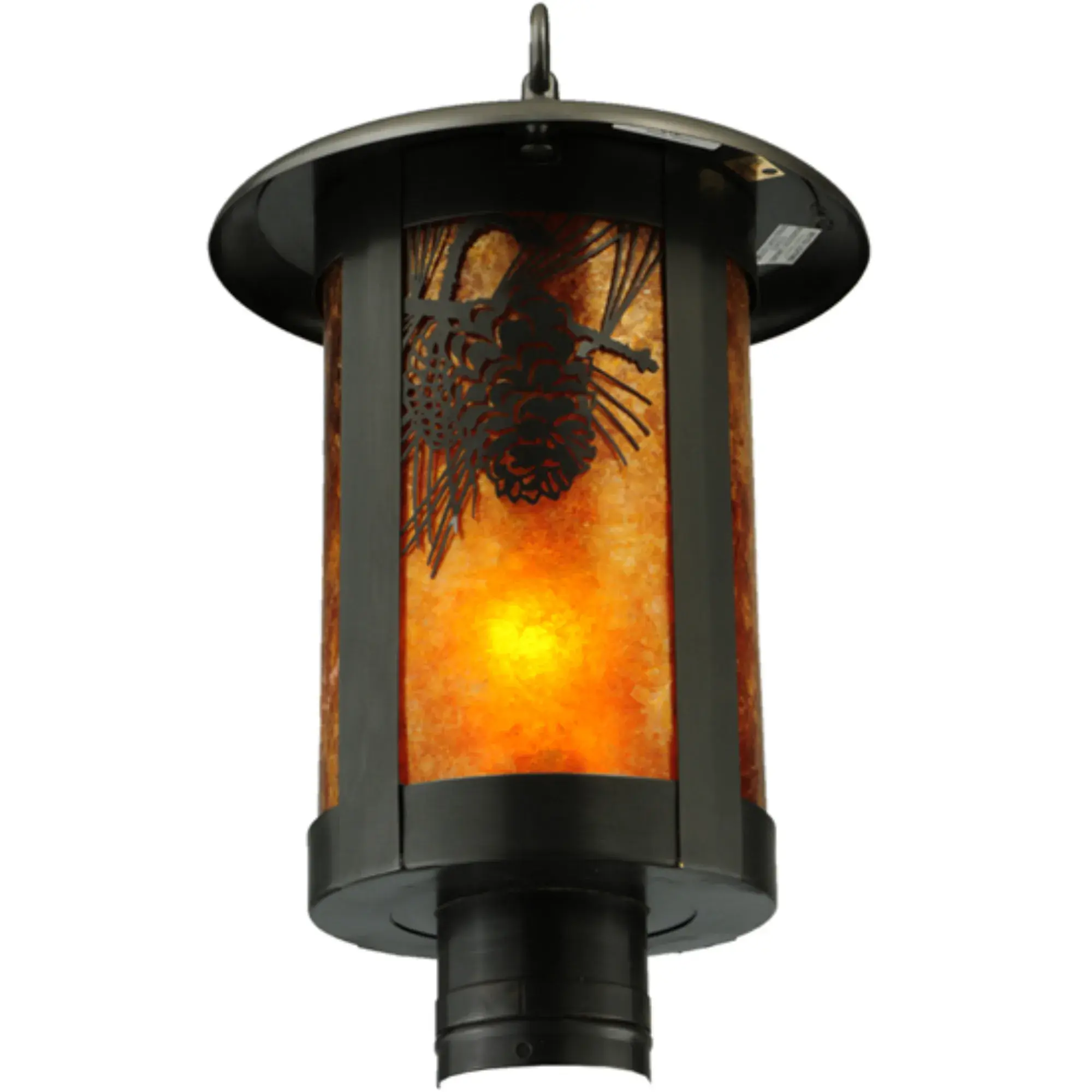 10"W Fulton Winter Pine Post Mount – Craftsman Brown – Amber Mica – Wet-Rated – Meyda Lighting Meyda Lighting