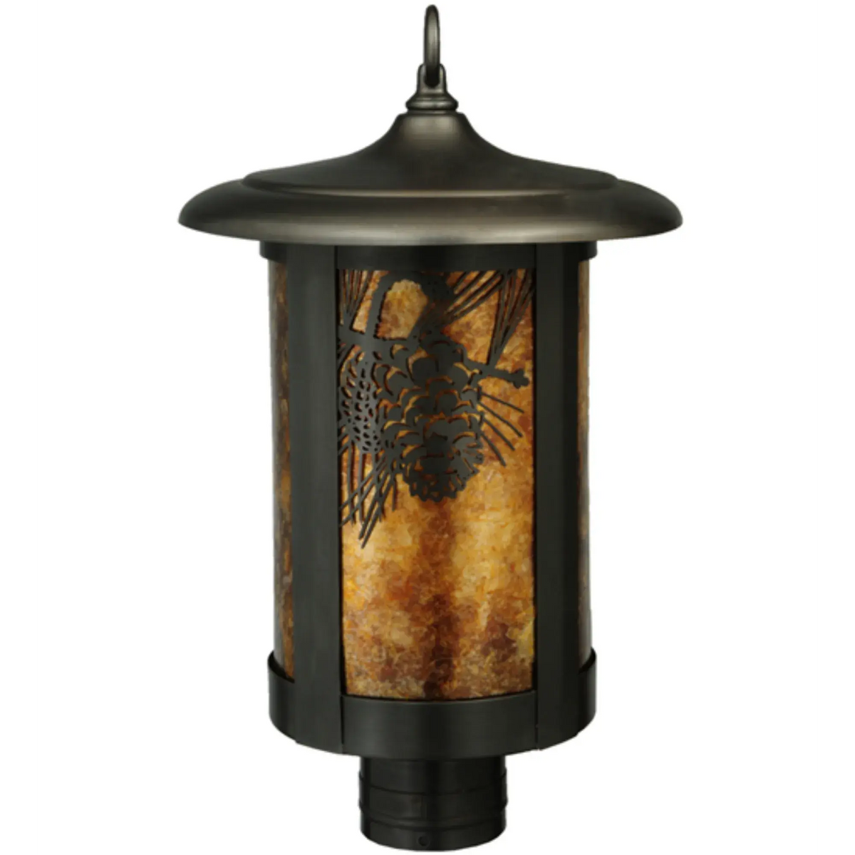 10"W Fulton Winter Pine Post Mount – Craftsman Brown – Amber Mica – Wet-Rated – Meyda Lighting Meyda Lighting