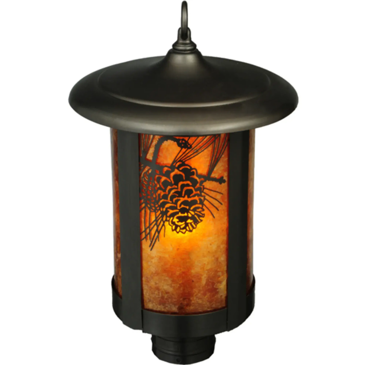 10"W Fulton Winter Pine Post Mount – Craftsman Brown – Amber Mica – Wet-Rated – Meyda Lighting Meyda Lighting
