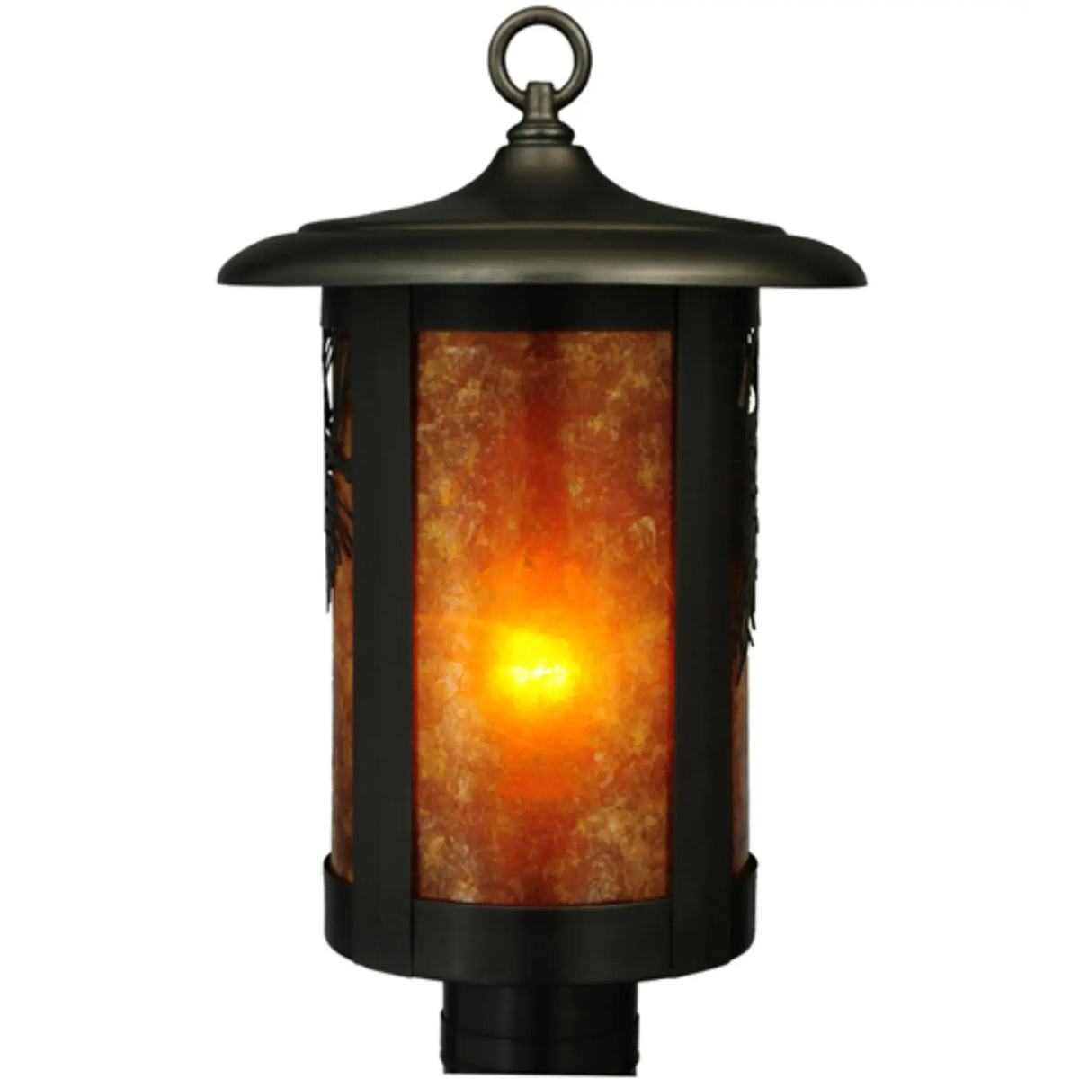 10"W Fulton Winter Pine Post Mount – Craftsman Brown – Amber Mica – Wet-Rated – Meyda Lighting Meyda Lighting