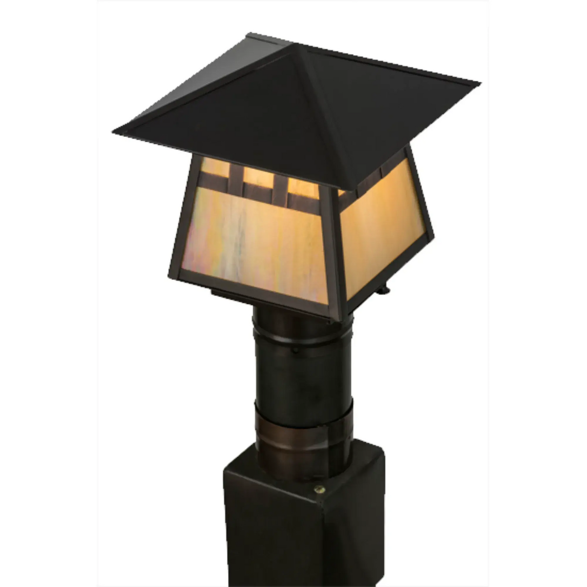 8"Sq Stillwater Double Bar Mission Post Mount – Craftsman Brown – Wet-Rated – Meyda Lighting Meyda Lighting