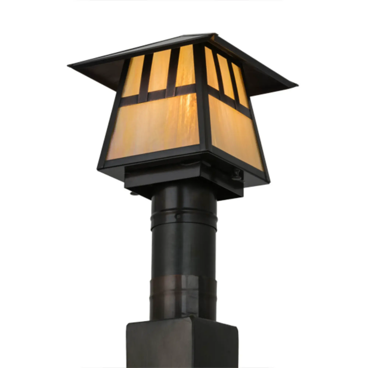 8"Sq Stillwater Double Bar Mission Post Mount – Craftsman Brown – Wet-Rated – Meyda Lighting Meyda Lighting