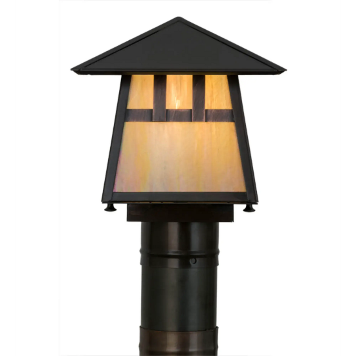 8"Sq Stillwater Double Bar Mission Post Mount – Craftsman Brown – Wet-Rated – Meyda Lighting Meyda Lighting