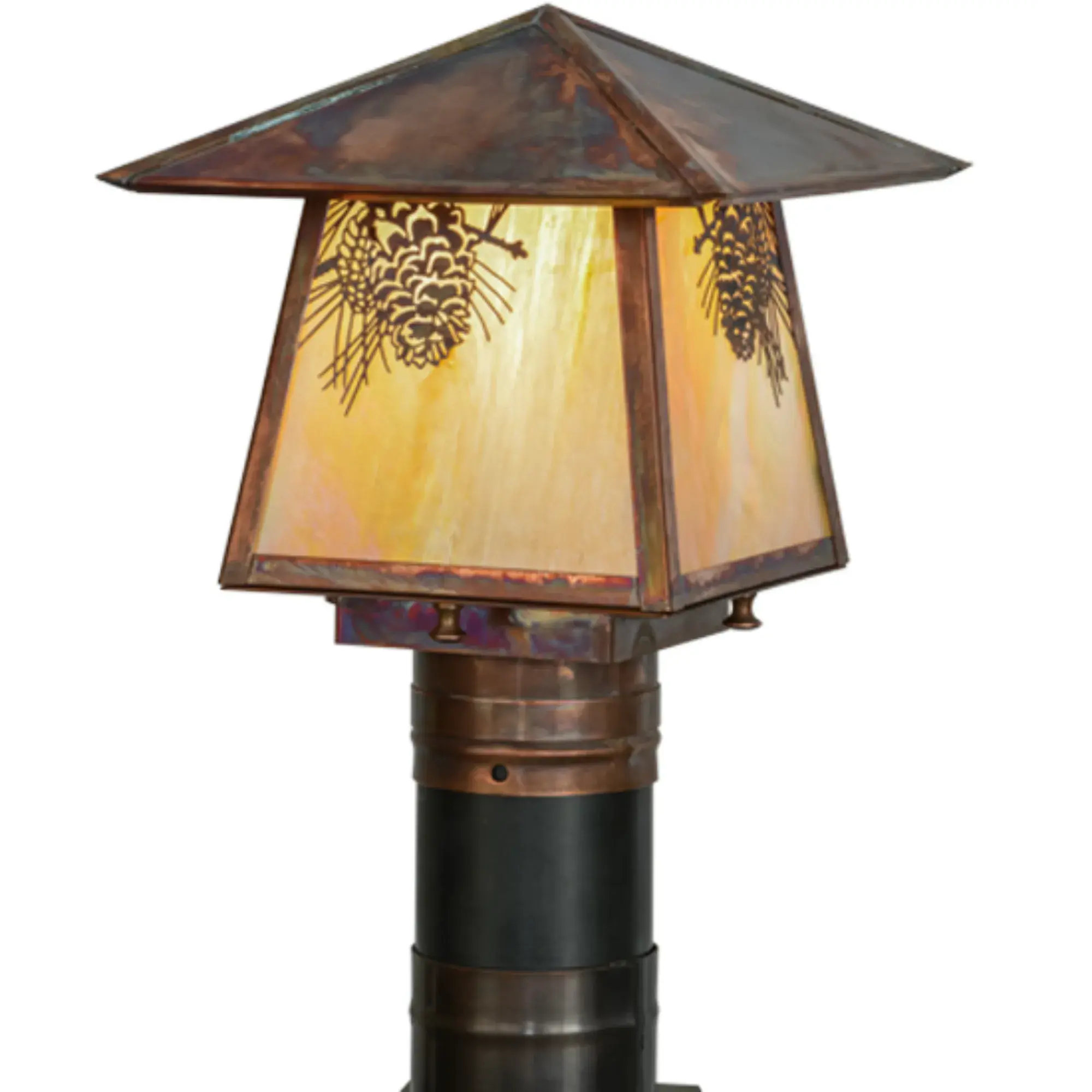 8"Sq Stillwater Winter Pine Post Mount β Vintage Copper β Wet-Rated β Meyda Lighting Meyda Lighting