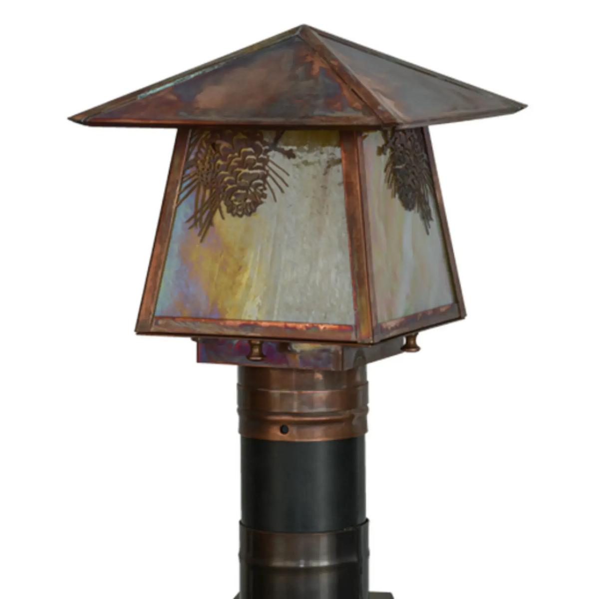 8"Sq Stillwater Winter Pine Post Mount – Vintage Copper – Wet-Rated – Meyda Lighting Meyda Lighting