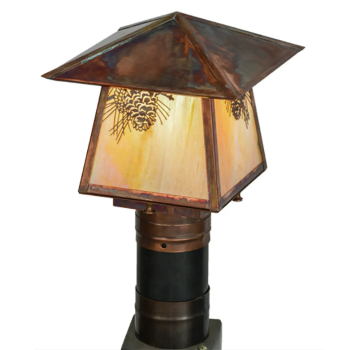 8"Sq Stillwater Winter Pine Post Mount – Vintage Copper – Wet-Rated – Meyda Lighting Meyda Lighting