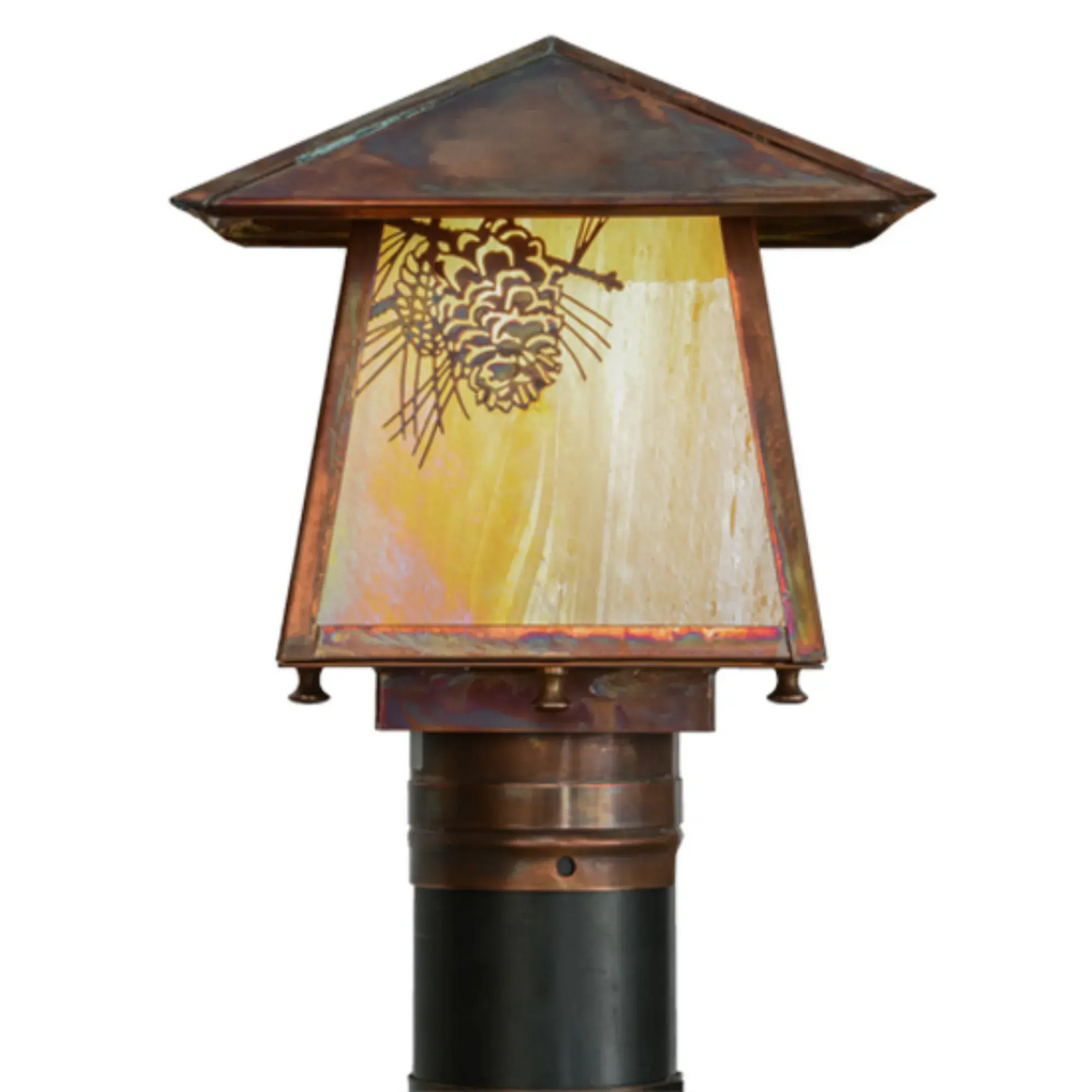 8"Sq Stillwater Winter Pine Post Mount – Vintage Copper – Wet-Rated – Meyda Lighting Meyda Lighting