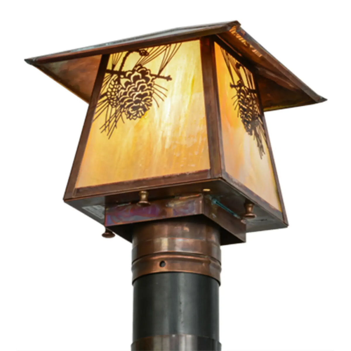 8"Sq Stillwater Winter Pine Post Mount – Vintage Copper – Wet-Rated – Meyda Lighting Meyda Lighting