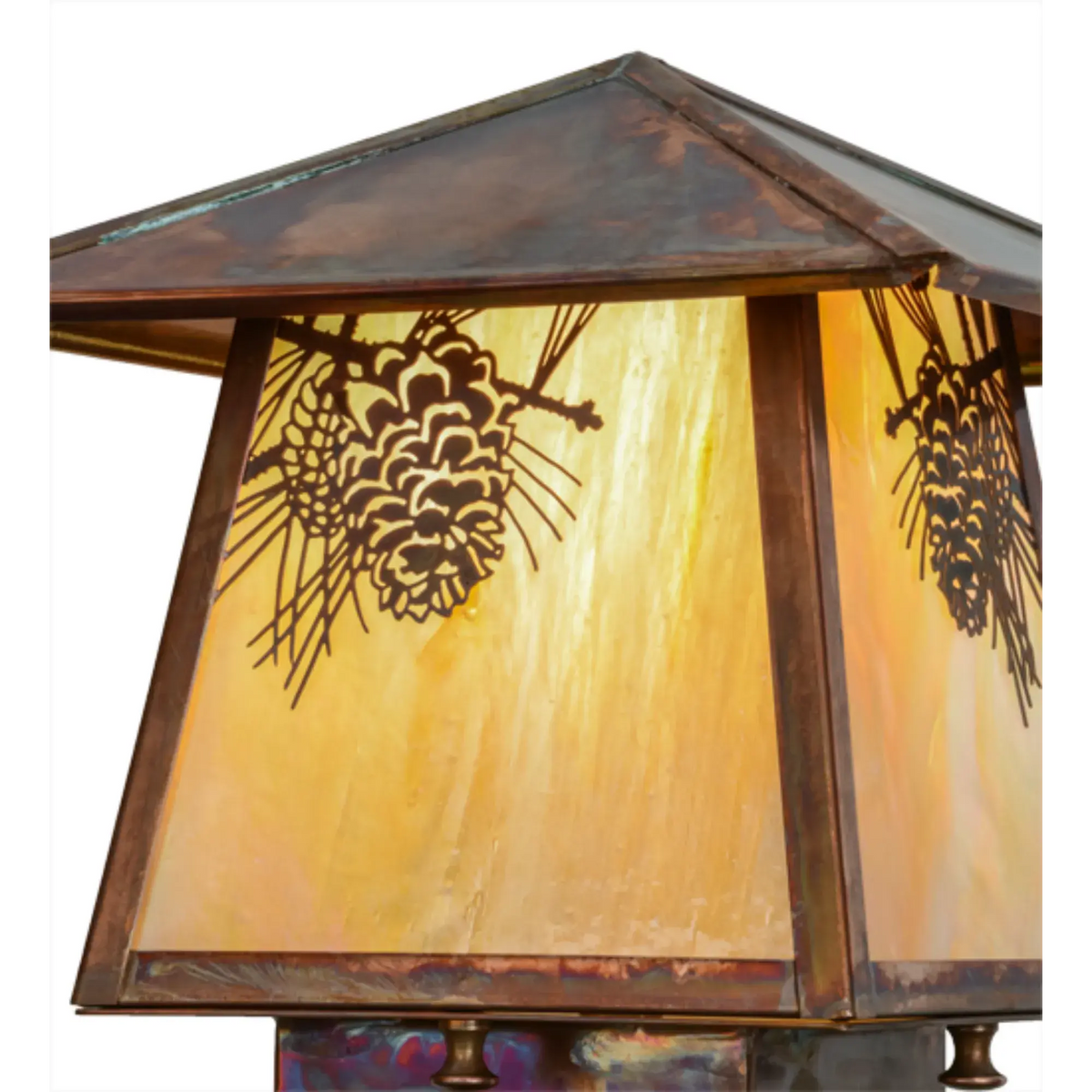 8"Sq Stillwater Winter Pine Post Mount – Vintage Copper – Wet-Rated – Meyda Lighting Meyda Lighting