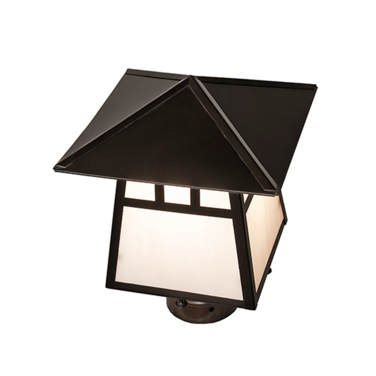 8" Square Stillwater Double Bar Mission Post Mount – Craftsman Brown – Wet-Rated – Meyda Lighting Meyda Lighting
