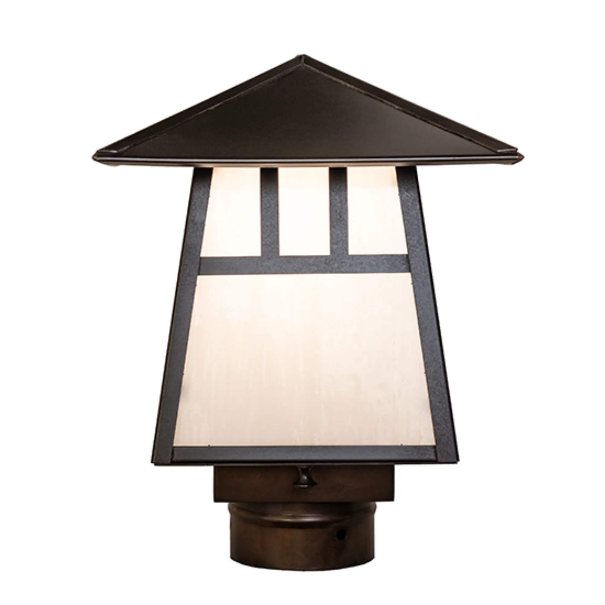 8" Square Stillwater Double Bar Mission Post Mount – Craftsman Brown – Wet-Rated – Meyda Lighting