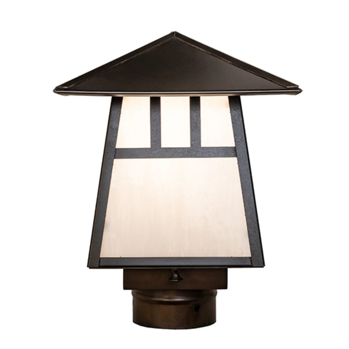 8" Square Stillwater Double Bar Mission Post Mount – Craftsman Brown – Wet-Rated – Meyda Lighting Meyda Lighting