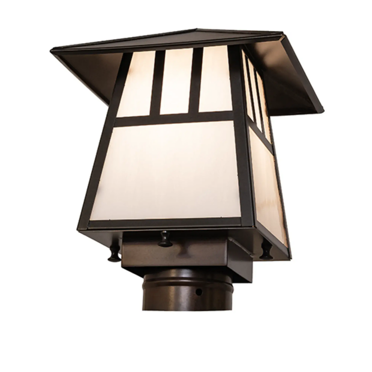 8" Square Stillwater Double Bar Mission Post Mount – Craftsman Brown – Wet-Rated – Meyda Lighting Meyda Lighting