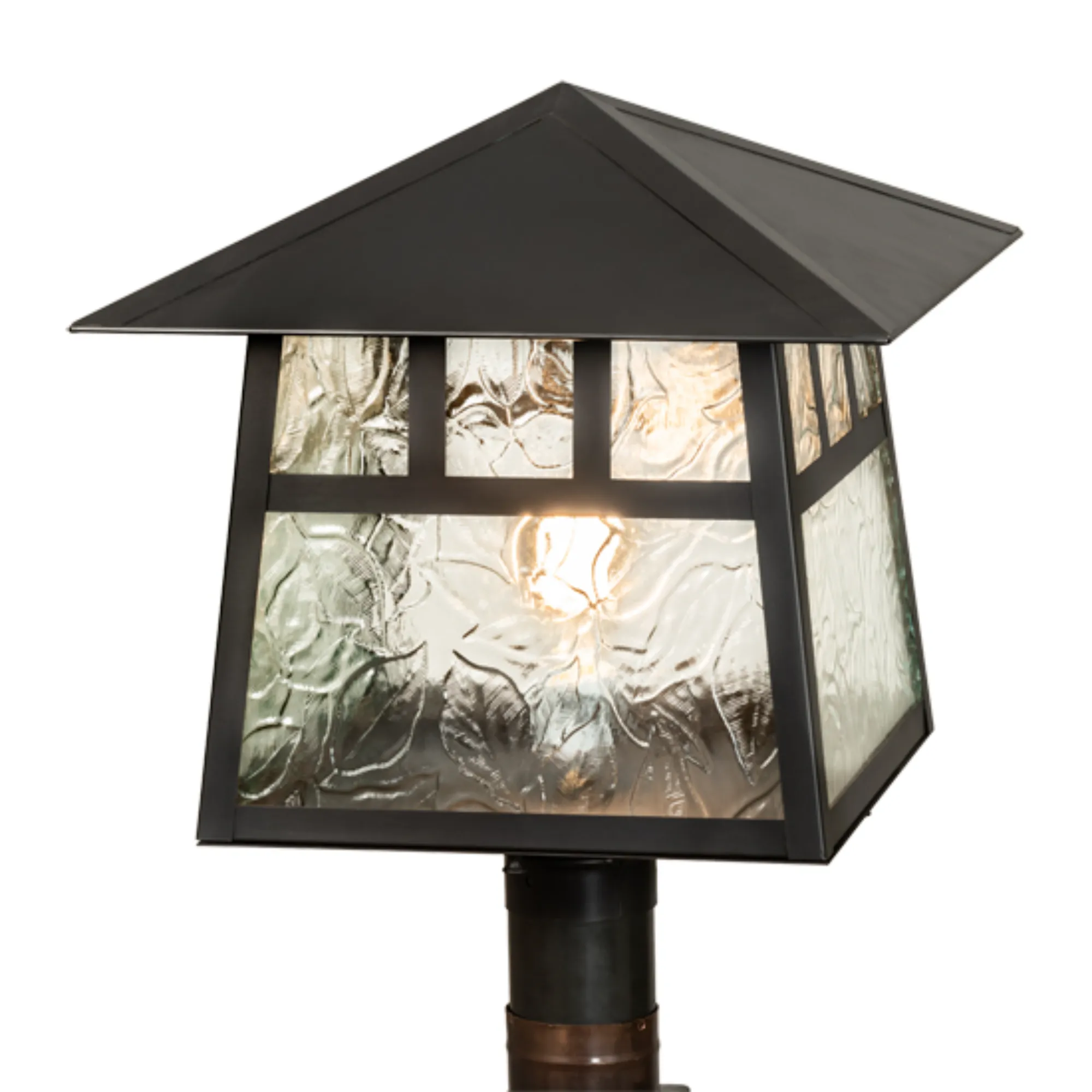 16" Square Stillwater Double Bar Mission Post Mount – Craftsman Brown – Wet-Rated – Meyda Lighting