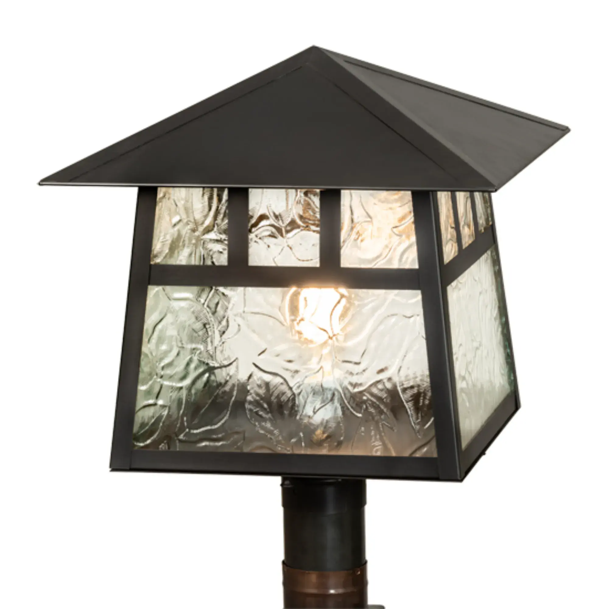 16" Square Stillwater Double Bar Mission Post Mount β Craftsman Brown β Wet-Rated β Meyda Lighting Meyda Lighting