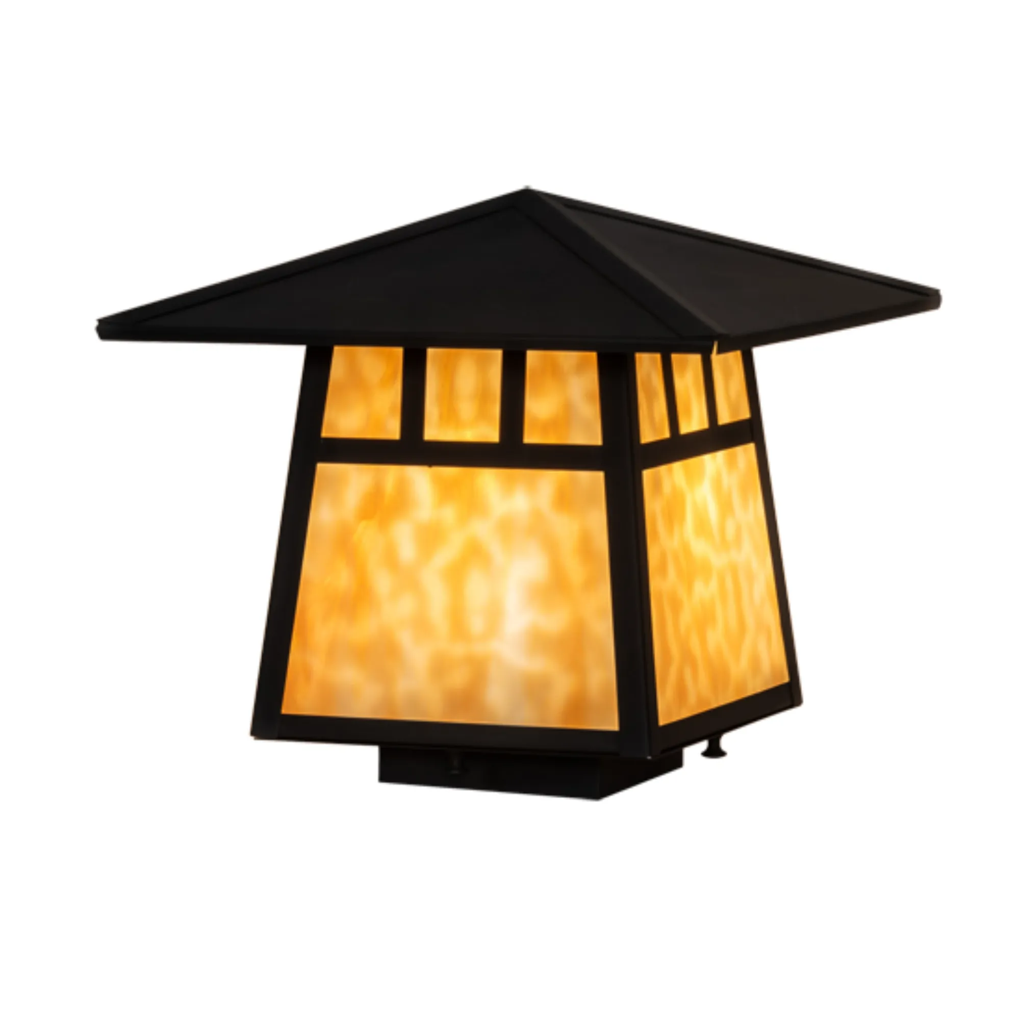 12" Square Stillwater Double Bar Mission Deck Light – Craftsman Brown – Wet-Rated – Meyda Lighting