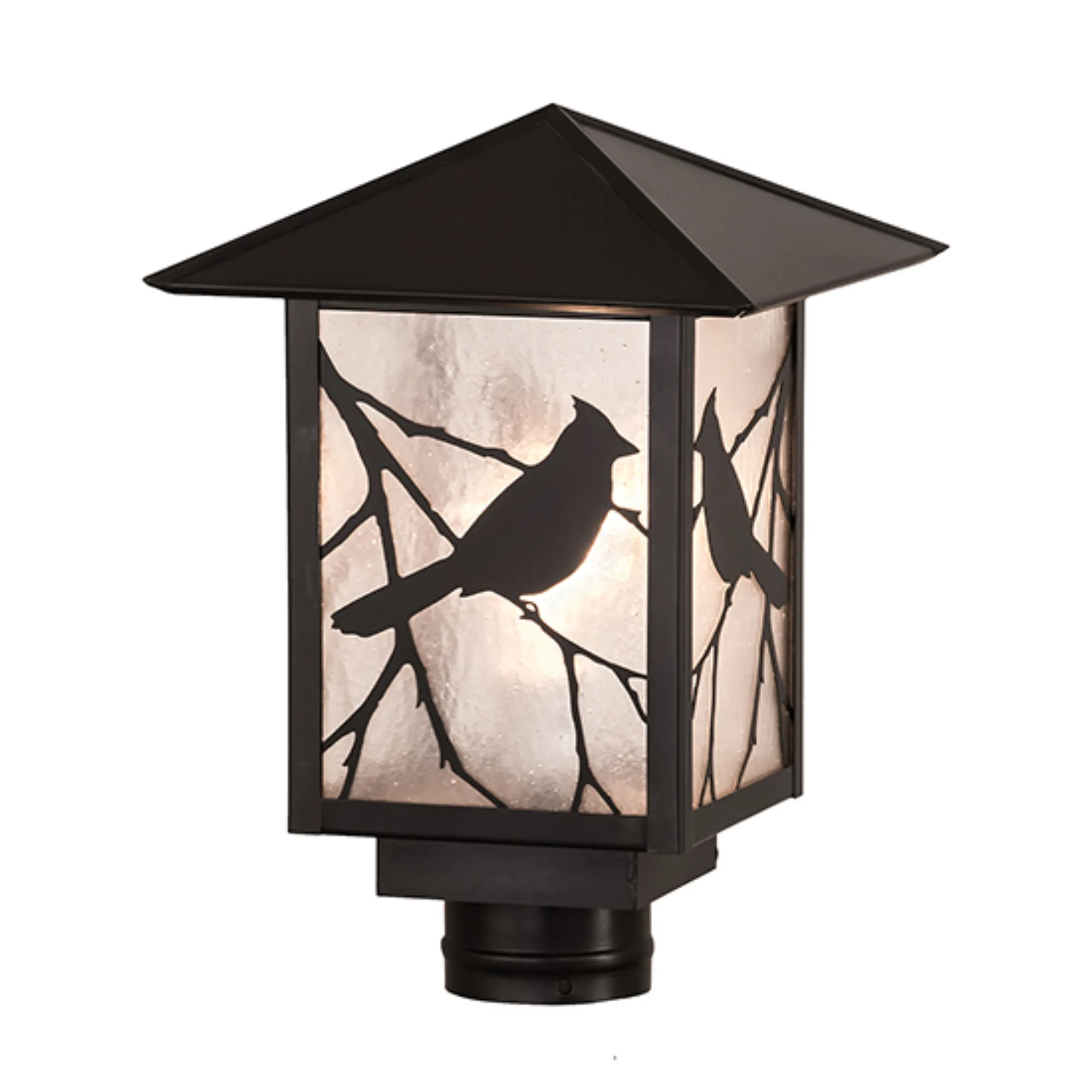 9" Square Seneca Song Bird Post Mount – Craftsman Brown – Wet-Rated – Meyda Lighting