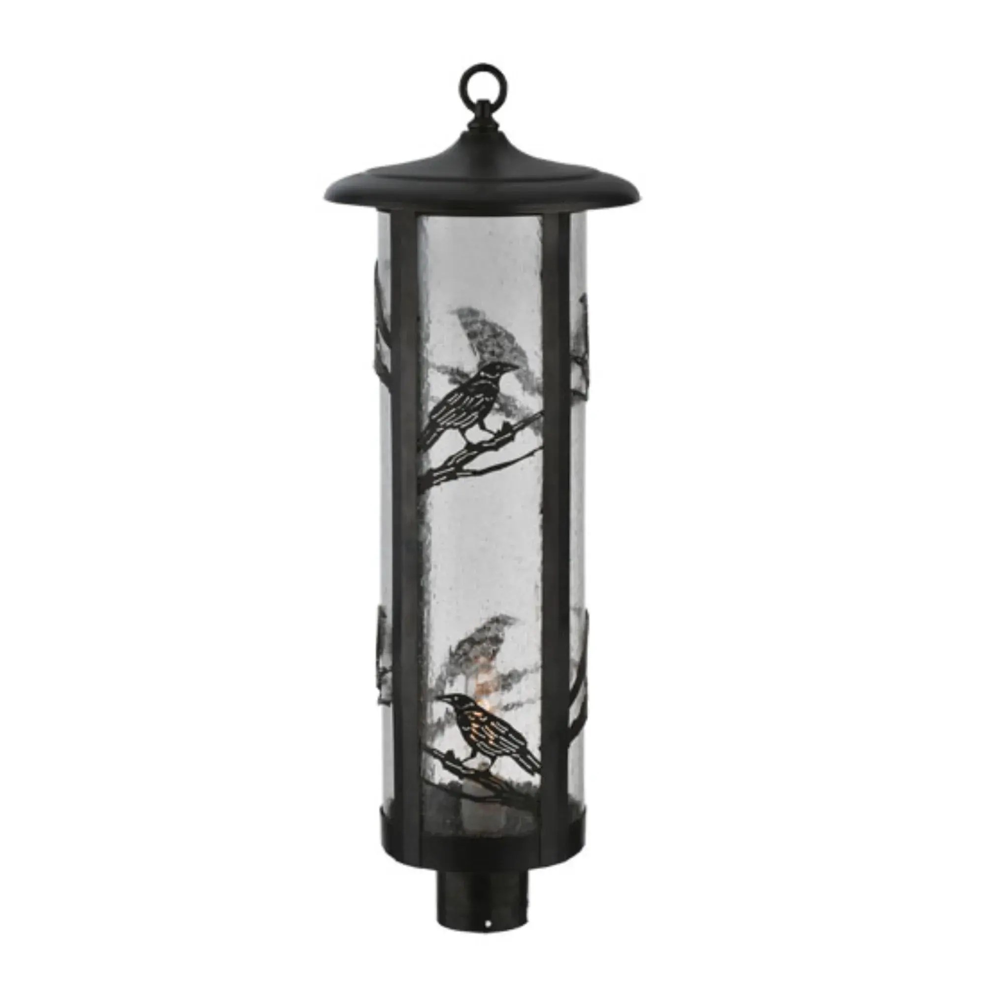 10" Wide Fulton Raven Post Mount β Craftsman Brown β Clear Seeded Glass β Wet-Rated β Meyda Lighting Meyda Lighting