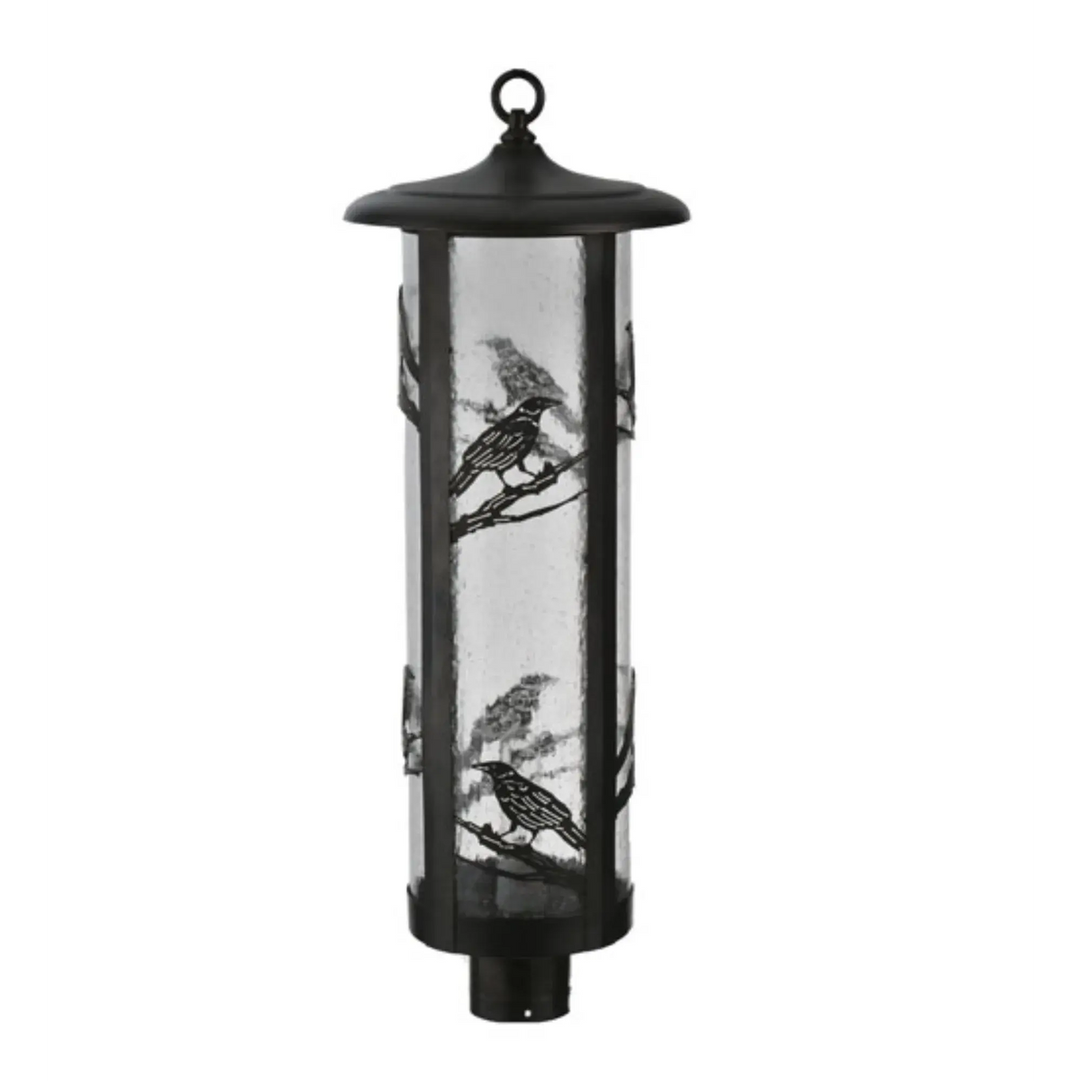 10" Wide Fulton Raven Post Mount – Craftsman Brown – Clear Seeded Glass – Wet-Rated – Meyda Lighting Meyda Lighting