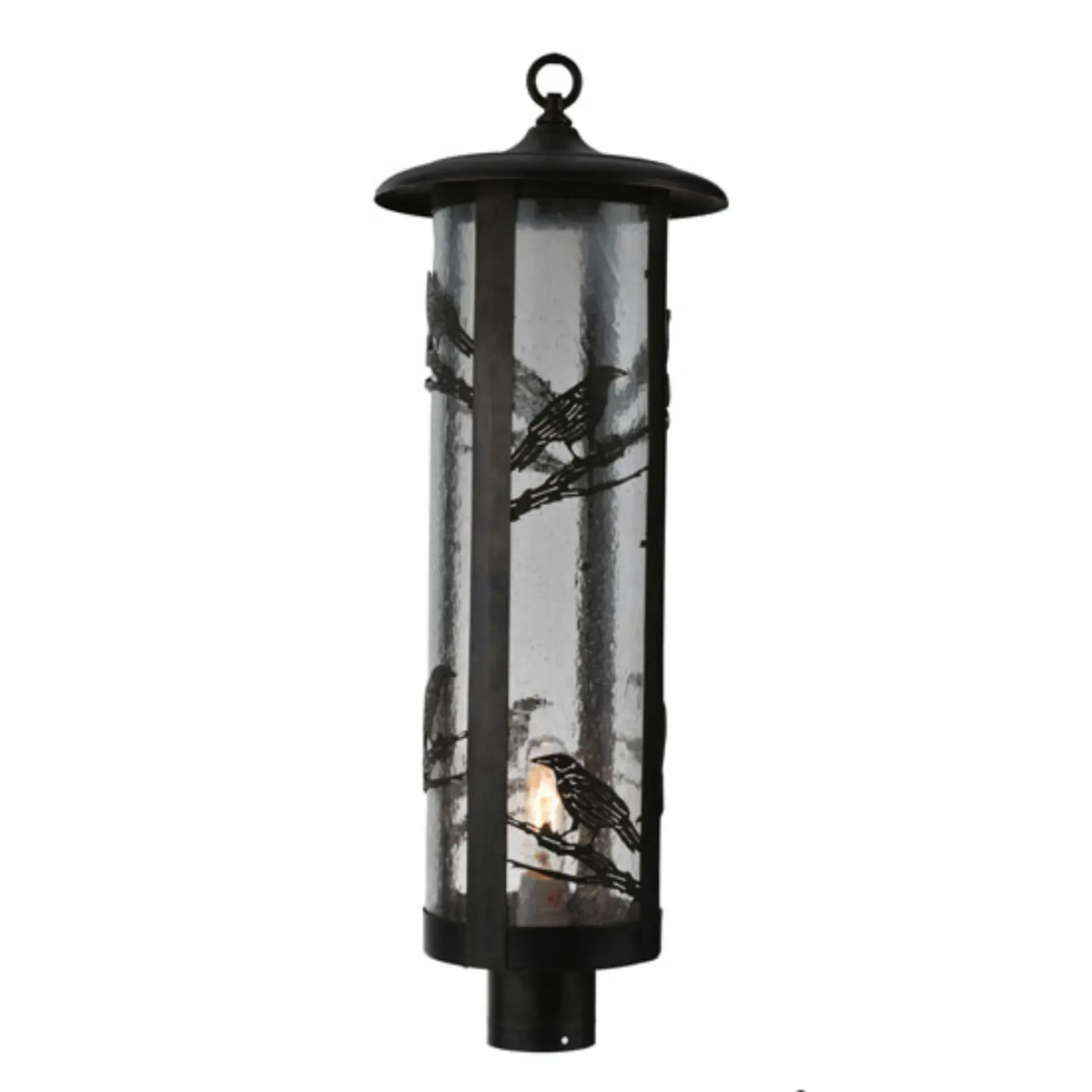 10" Wide Fulton Raven Post Mount – Craftsman Brown – Clear Seeded Glass – Wet-Rated – Meyda Lighting Meyda Lighting