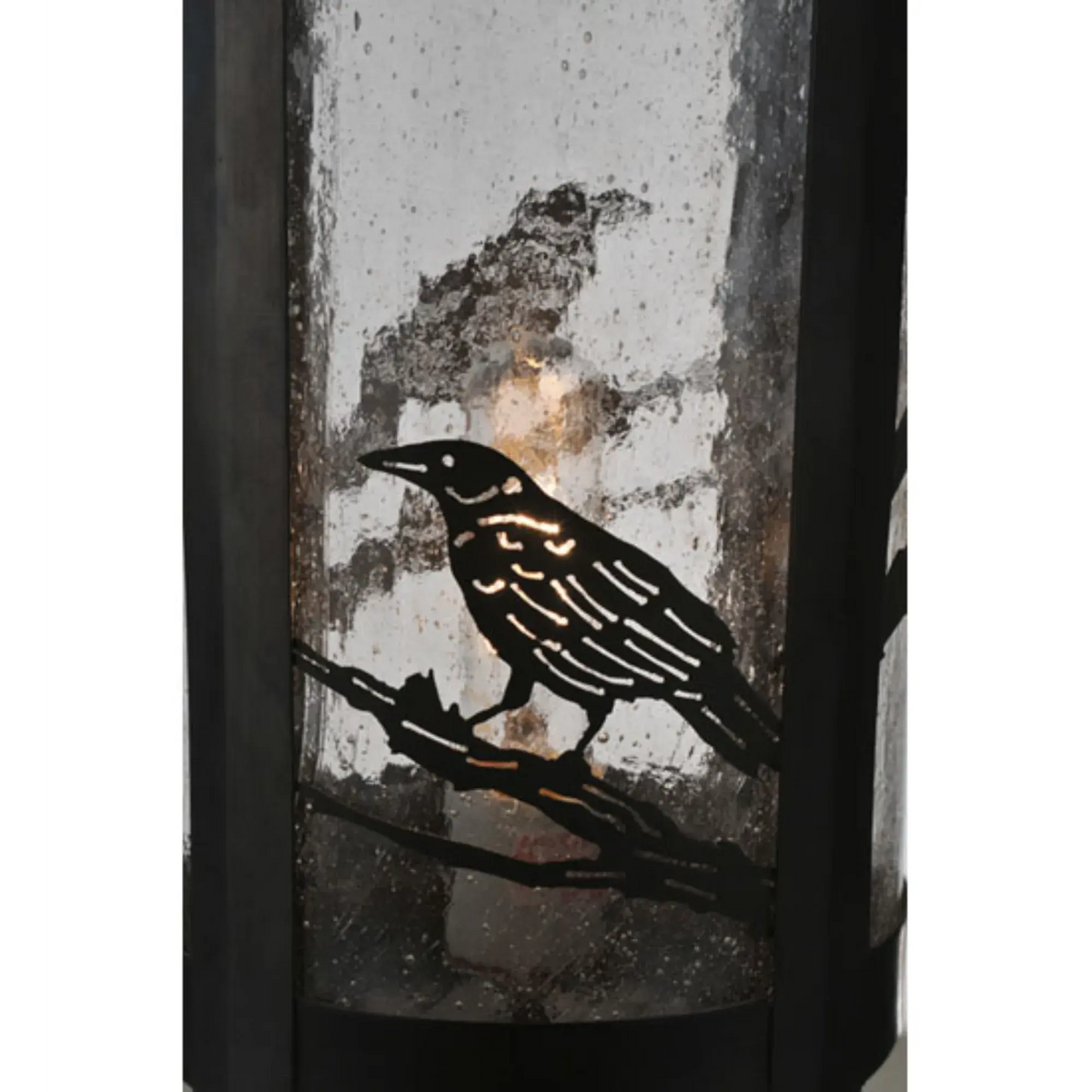 10" Wide Fulton Raven Post Mount – Craftsman Brown – Clear Seeded Glass – Wet-Rated – Meyda Lighting Meyda Lighting