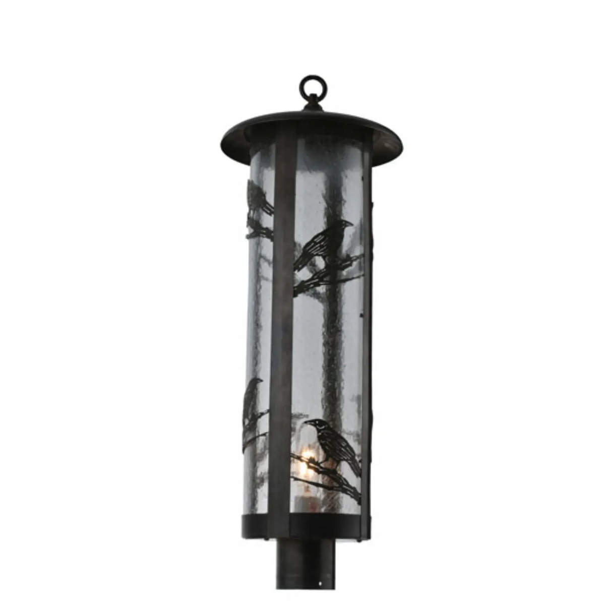 10" Wide Fulton Raven Post Mount – Craftsman Brown – Clear Seeded Glass – Wet-Rated – Meyda Lighting Meyda Lighting