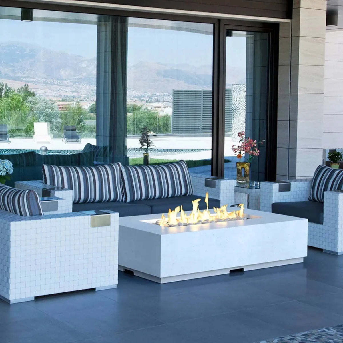 American Fyre Designs Legend 60" Rectangular GFRC Gas Fire Pit Table American Fyre Designs