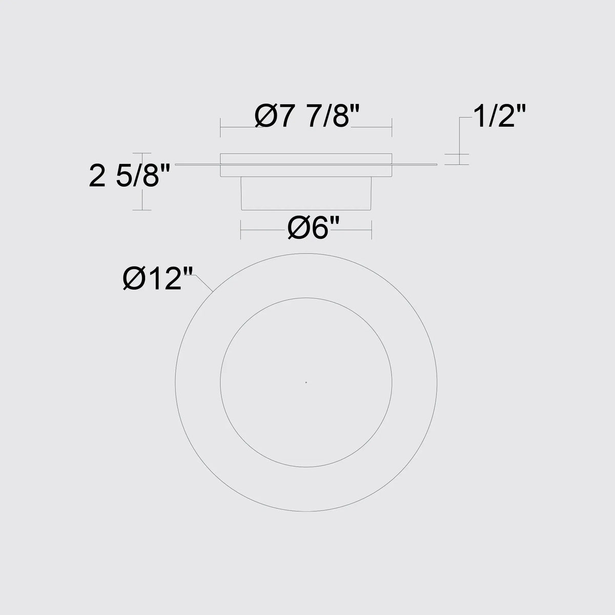 Alteck Plate 12-Inch Stainless Steel 3-CCT LED Outdoor Flush Mount Light - AFM0012-3CCT-W-BSS - Line Drawing