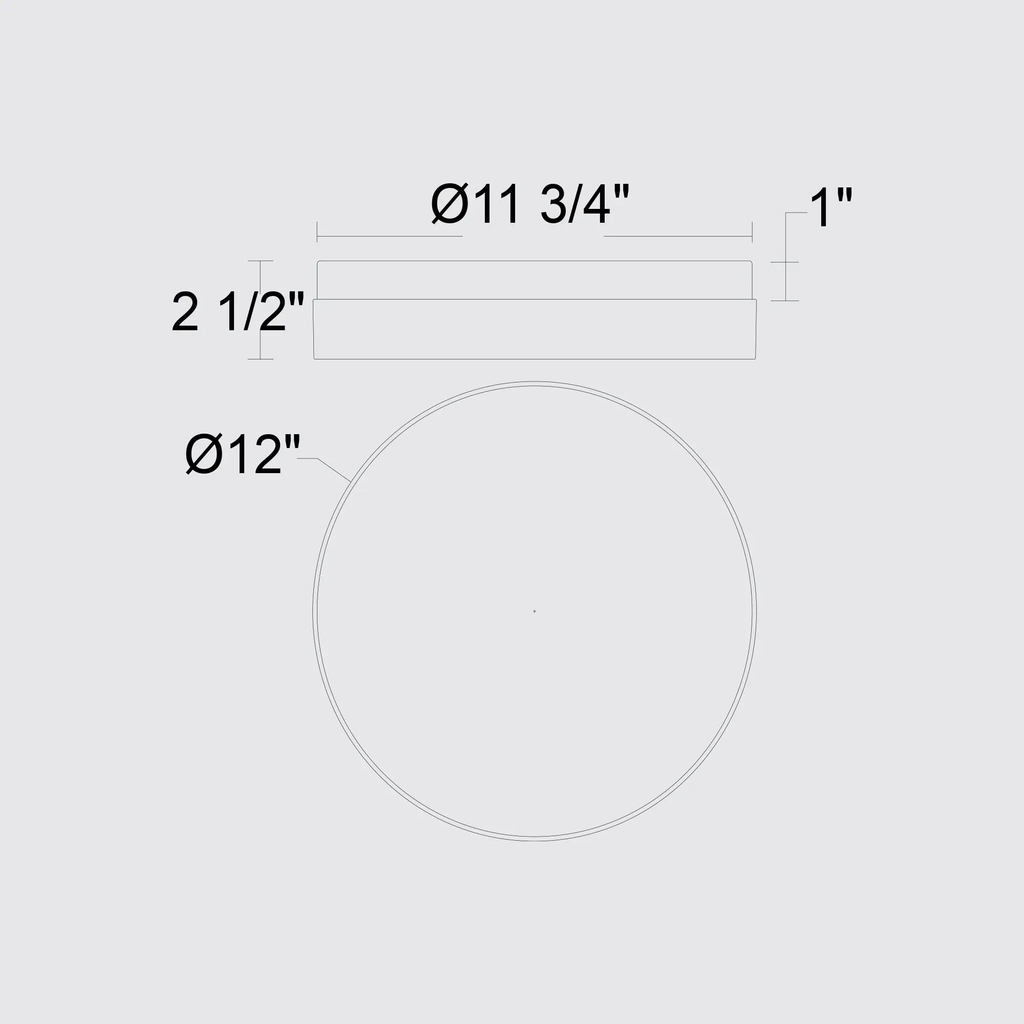 Alteck Sunspot 12-Inch Black 3-CCT LED Outdoor Flush Mount Light - AFM0018-3CCT-W-BK - Line Drawing