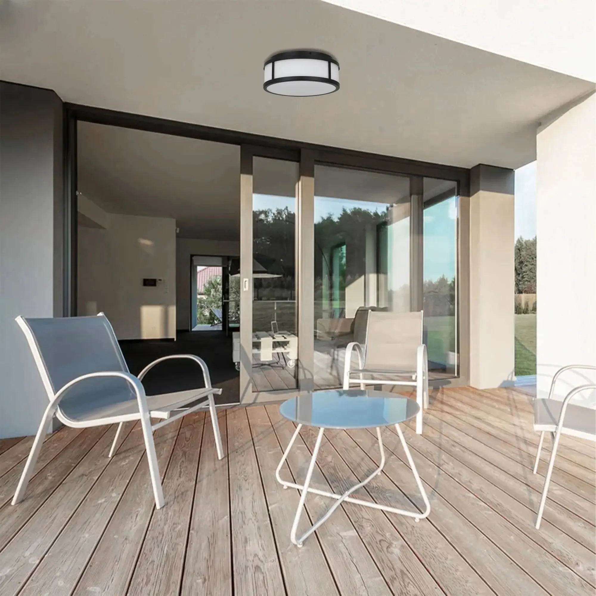 Alteck Panel Round 10.25-Inch Black 3-CCT LED Outdoor Flush Mount - Wet Rated - AFM0022-3CCT-W-BK Alteck