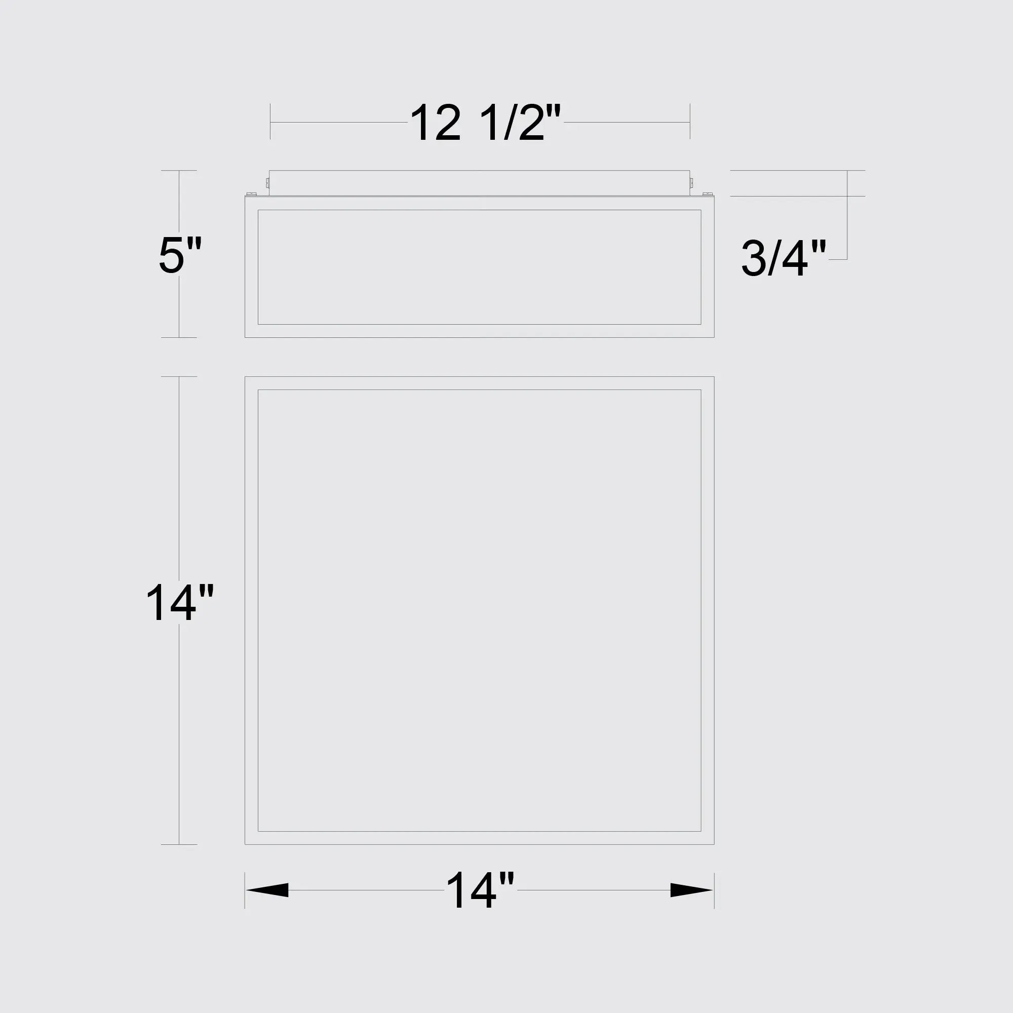 Alteck Panel Square 14-Inch Black 3-CCT LED Outdoor Flush Mount Light - AFM0025-3CCT-W-BK - Line Drawing
