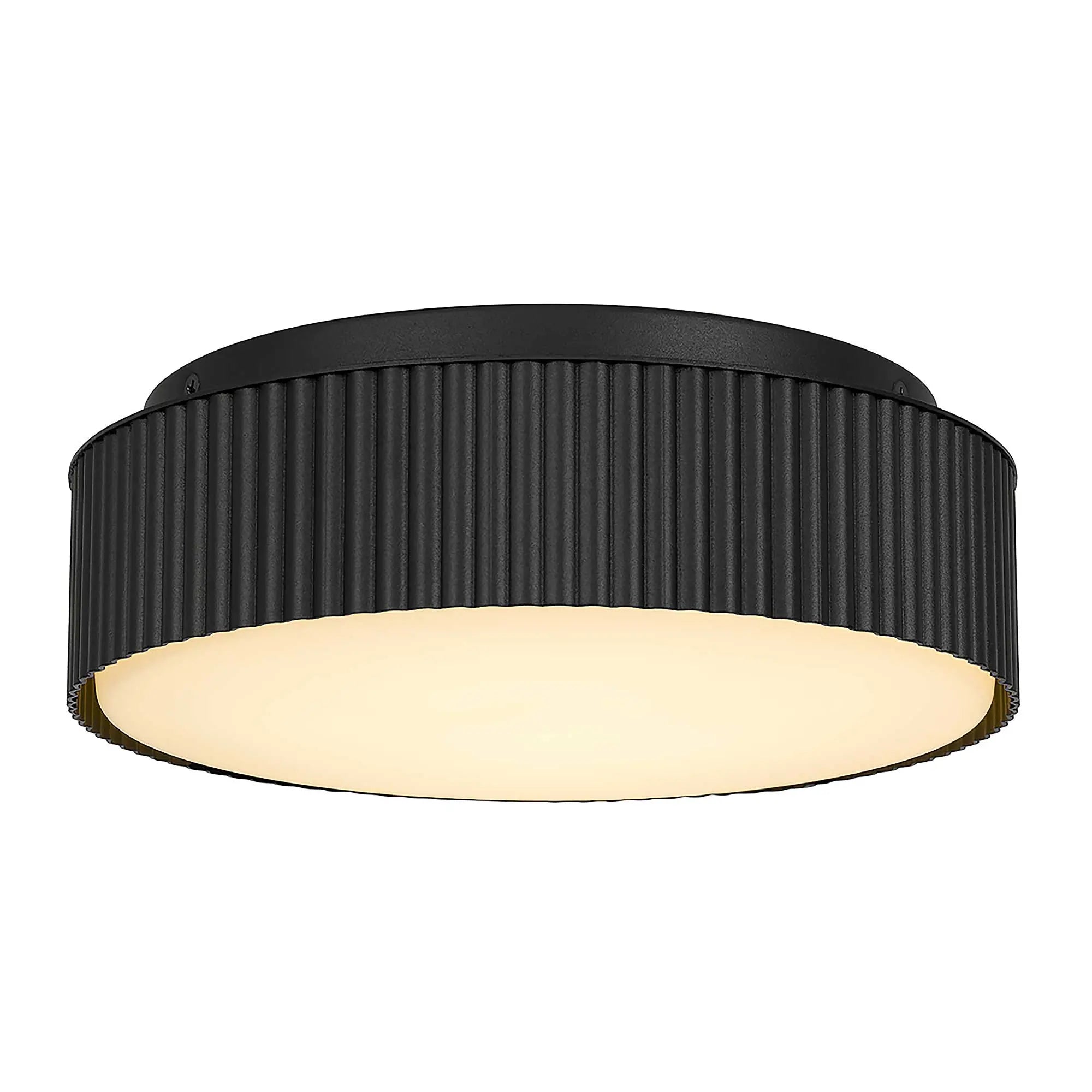 Alteck CHANNEL 9-Inch Black LED Outdoor Flush Mount Light - AFM0064-5CCT-W-BK