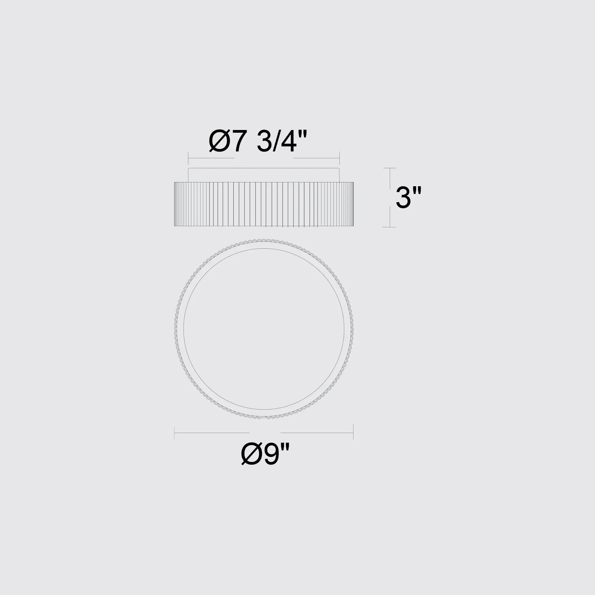 Alteck CHANNEL 9-Inch Black LED Outdoor Flush Mount Light - AFM0064-5CCT-W-BK - Line Drawing