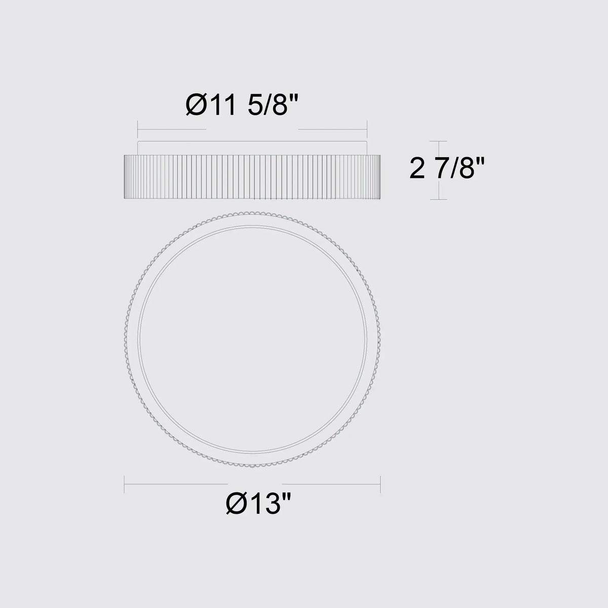 Alteck CHANNEL 13-Inch Black LED Outdoor Flush Mount Light - AFM0065-5CCT-W-BK/PB - Line Drawing