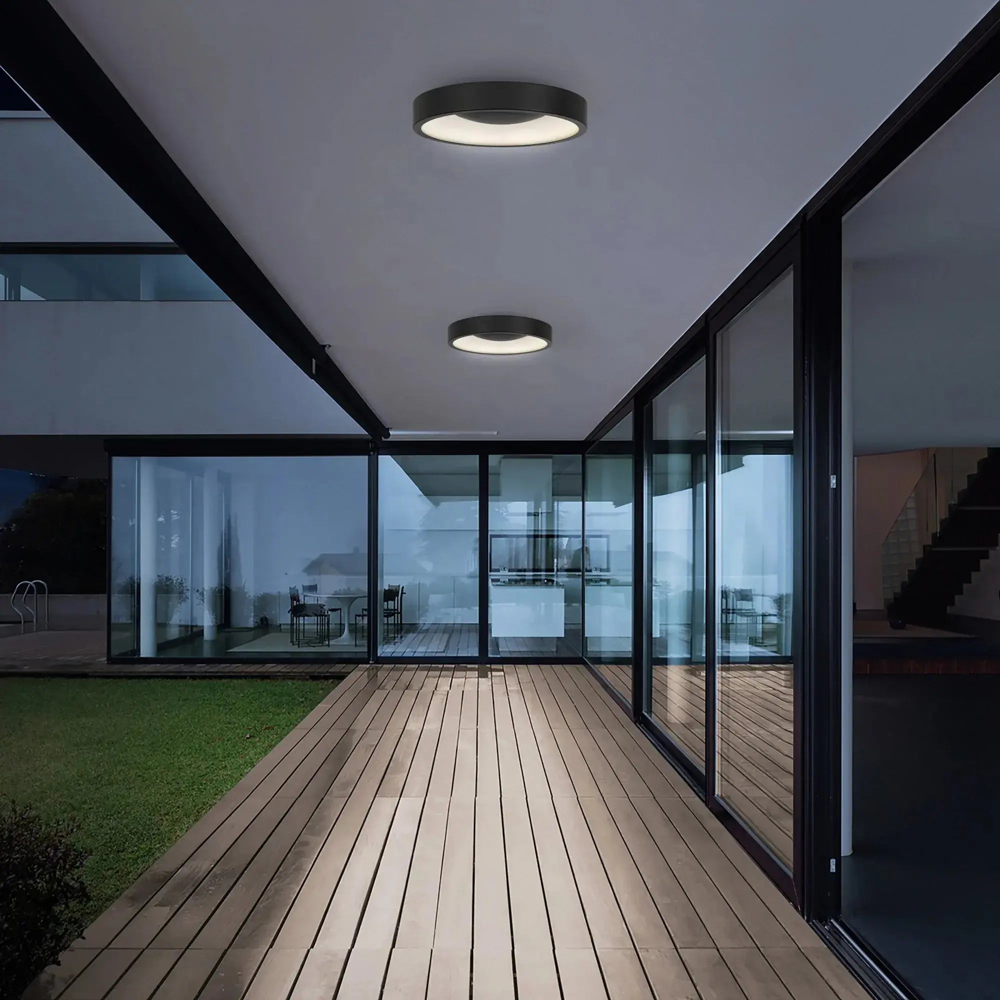 Alteck Stellar 14-Inch Black 5-CCT LED Outdoor Flush Mount - Wet Rated - AFM0069-5CCT-W-BK Alteck