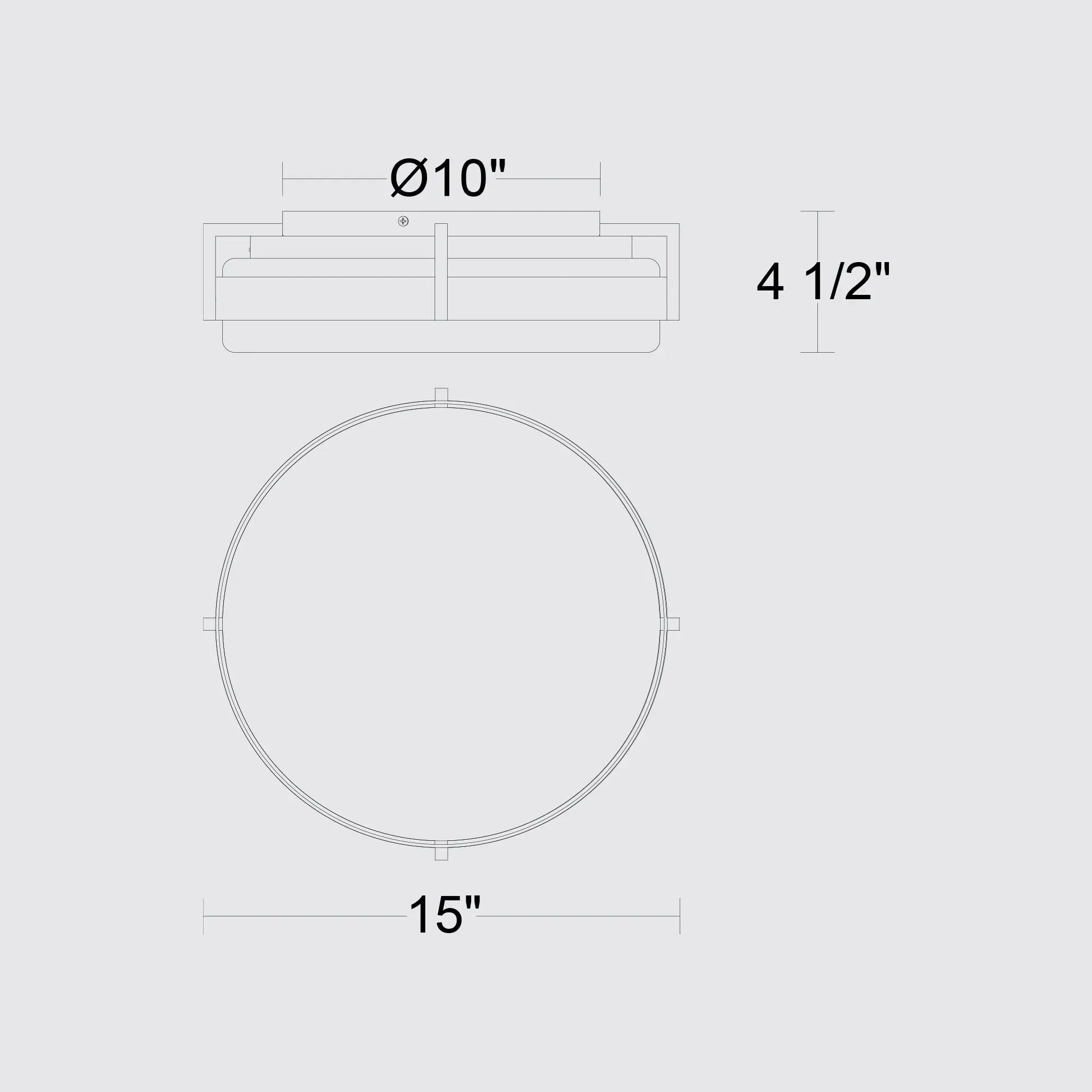 Alteck Ted 15-Inch Sand black LED Outdoor Flush Mount Light - AFM0086-5CCT-W-BK - Line Drawing