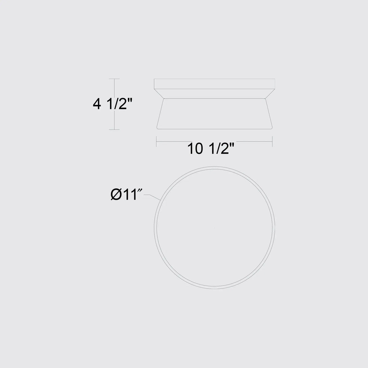 Alteck Skirt 11-Inch Black 3-CCT LED Outdoor Flush Mount Light - AFM0148-3CCT-W-BK - Line Drawing