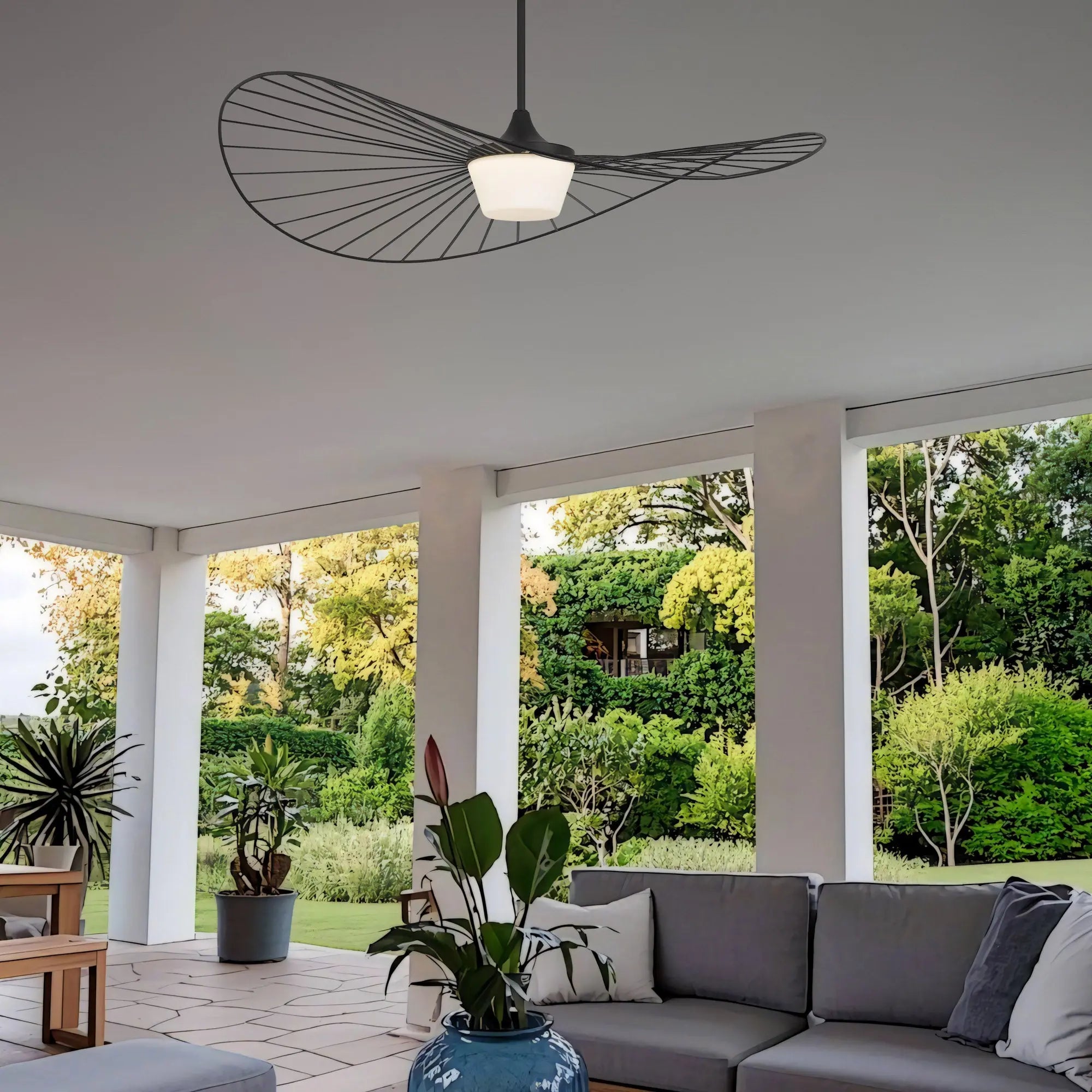 Alteck New Wave 44-Inch Black LED Outdoor Pendant Light - AP0071-5CCT-W-BK - Application Exterior Image