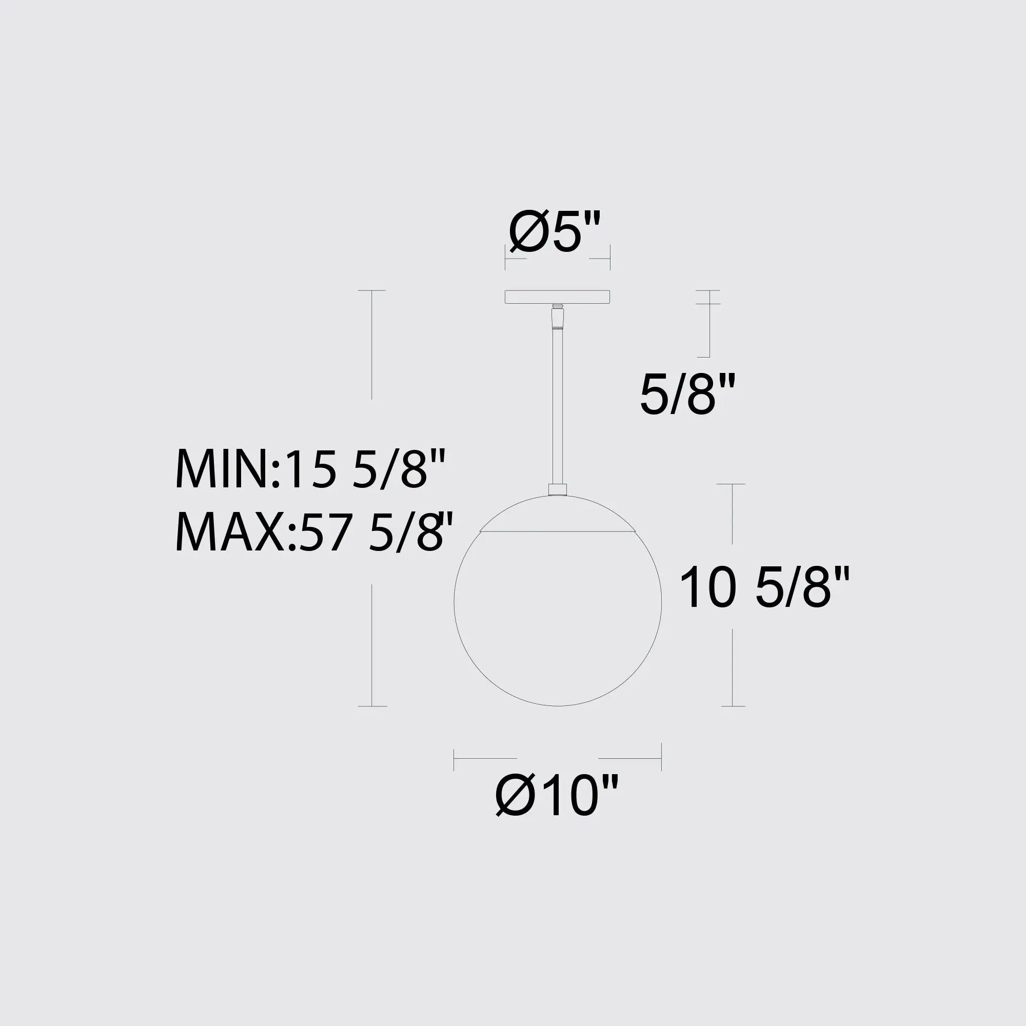Alteck Rondure 10-Inch Black LED Outdoor Pendant Light - AP0072-5CCT-W-BK - Line Drawing