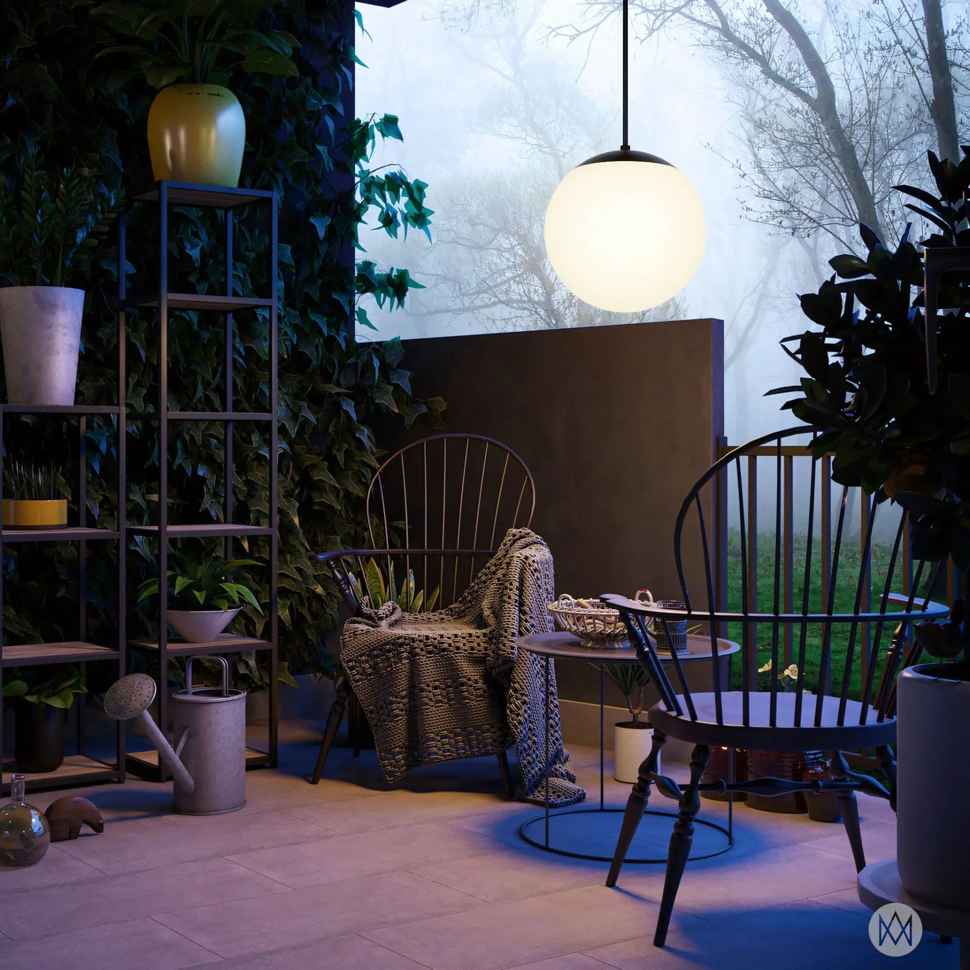 Alteck Rondure 14-Inch Black 5-CCT LED Outdoor Pendant Light - Wet Rated - AP0073-5CCT-W-BK Alteck