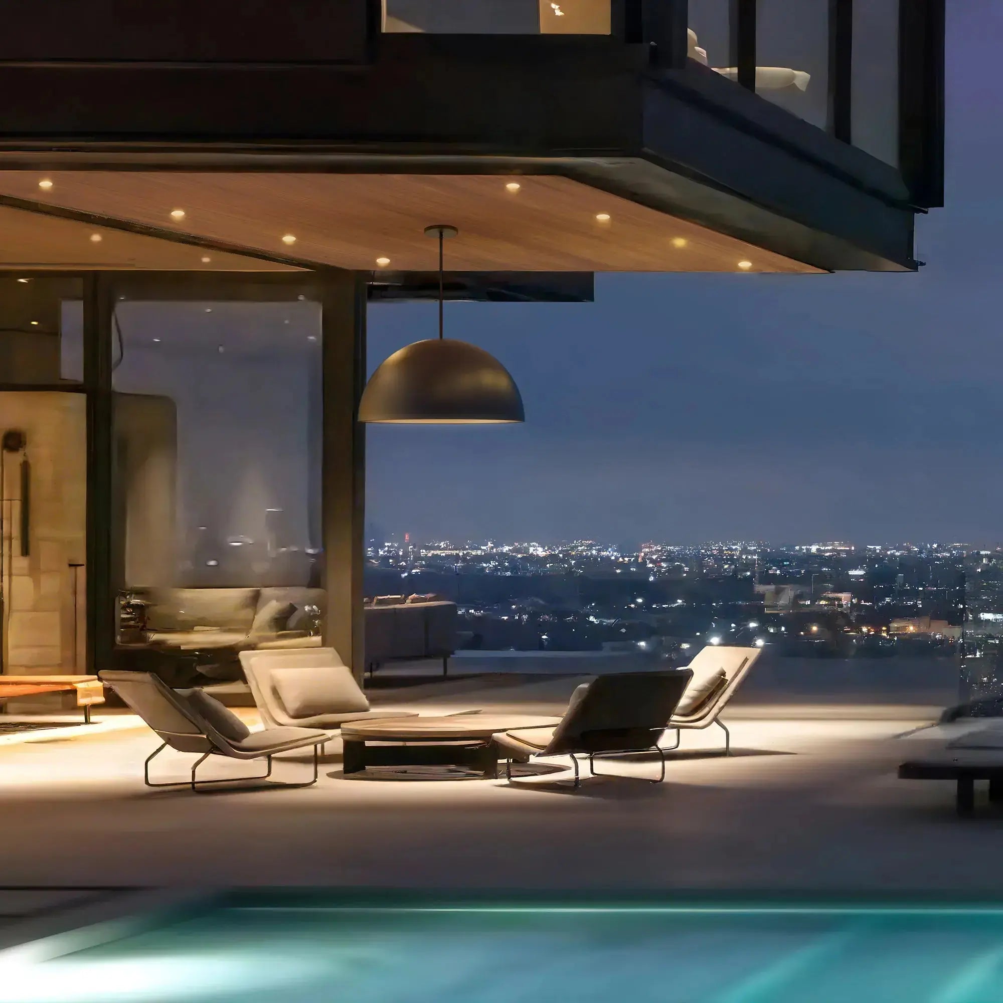 Alteck Half Round 31.5-Inch Black 5-CCT LED Outdoor Pendant Light - Wet Rated - AP0084-5CCT-W-BK Alteck