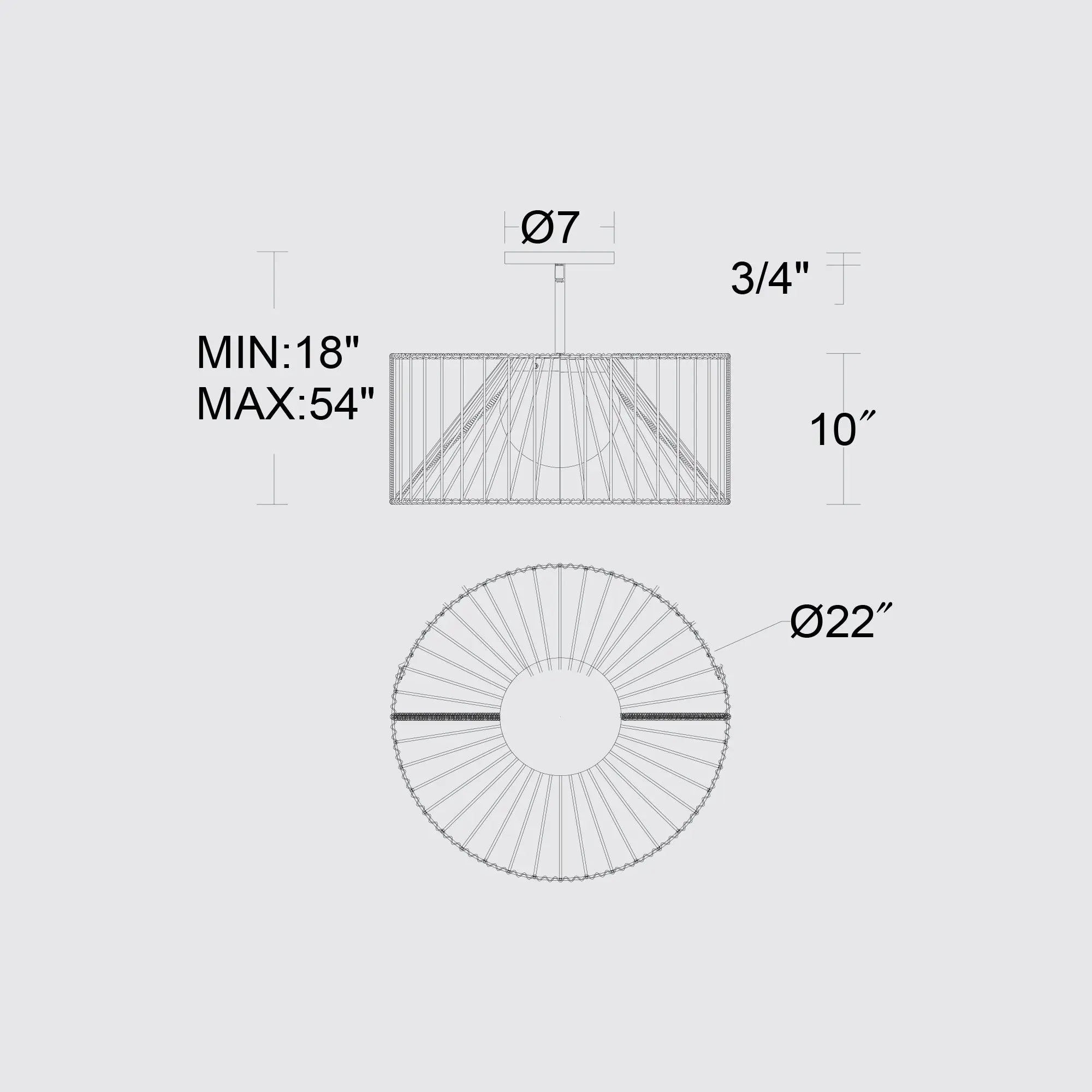 Alteck Key West 22-Inch Black LED Outdoor Pendant Light - AP0149-5CCT-W-BK - Line Drawing
